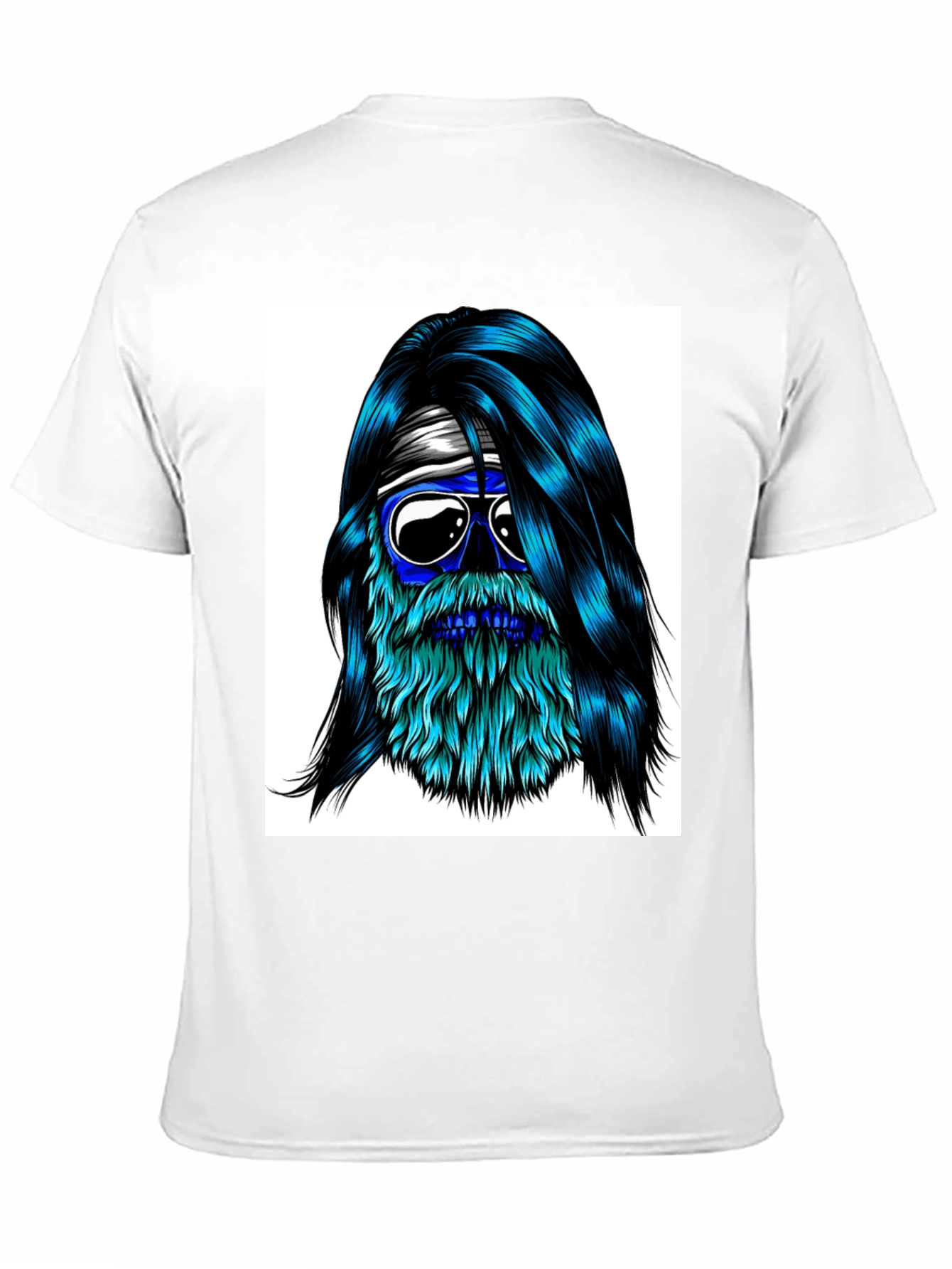 Black Cool Blue Bearded Skull T-Shirt view 11