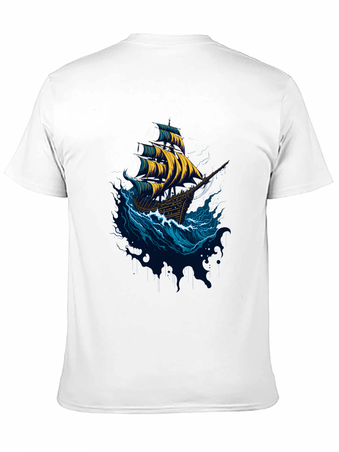 Black Nautical Ship Graphic Tee - Black Cotton T-Shirt view 11