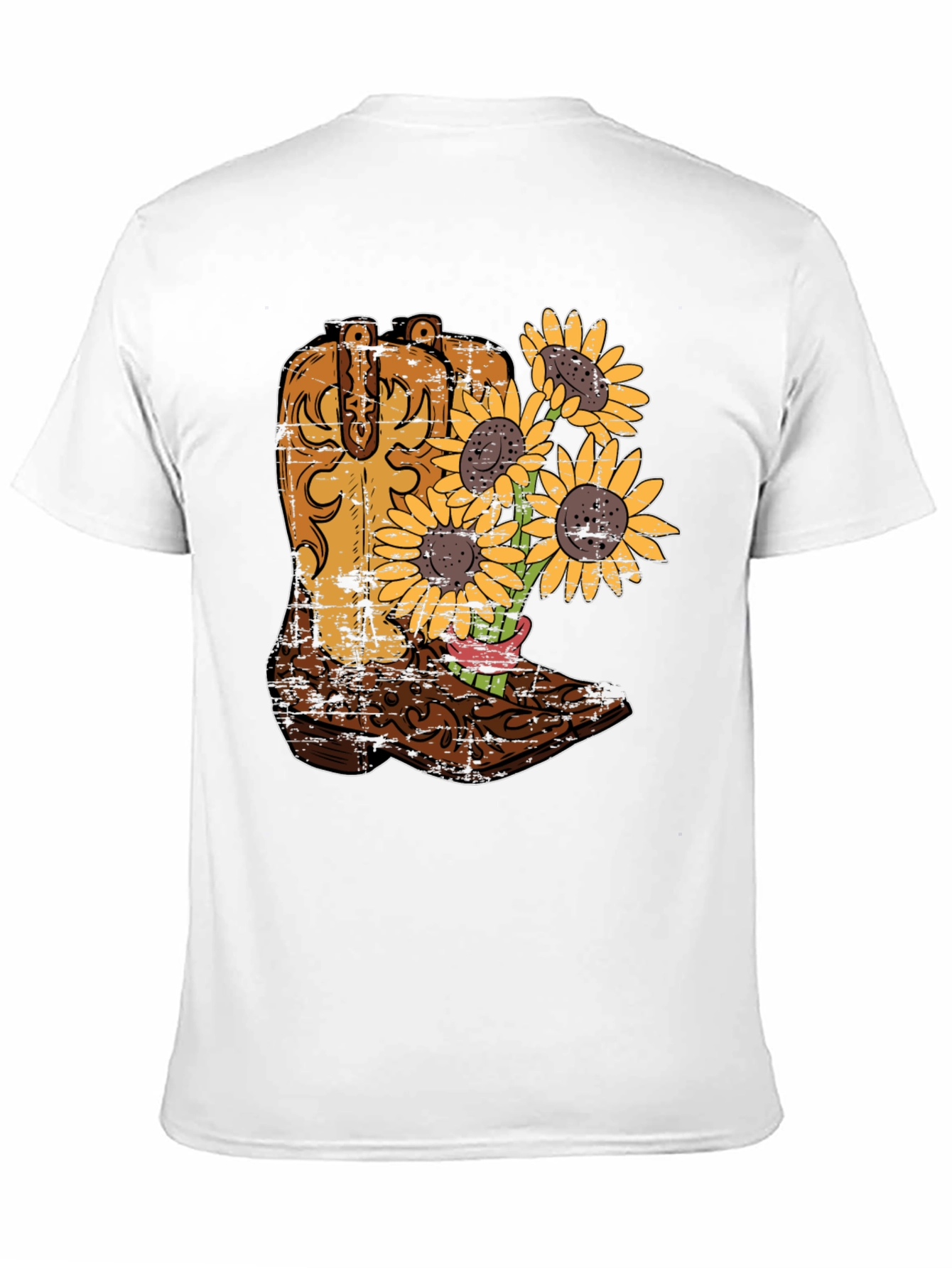Black Cowboy Boot & Sunflower Graphic T-Shirt view 11