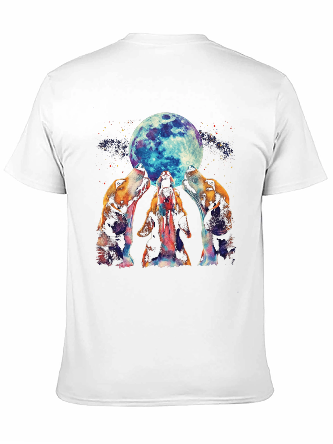 Black Dog Howling at Moon Graphic Tee - Black Cotton Blend view 11