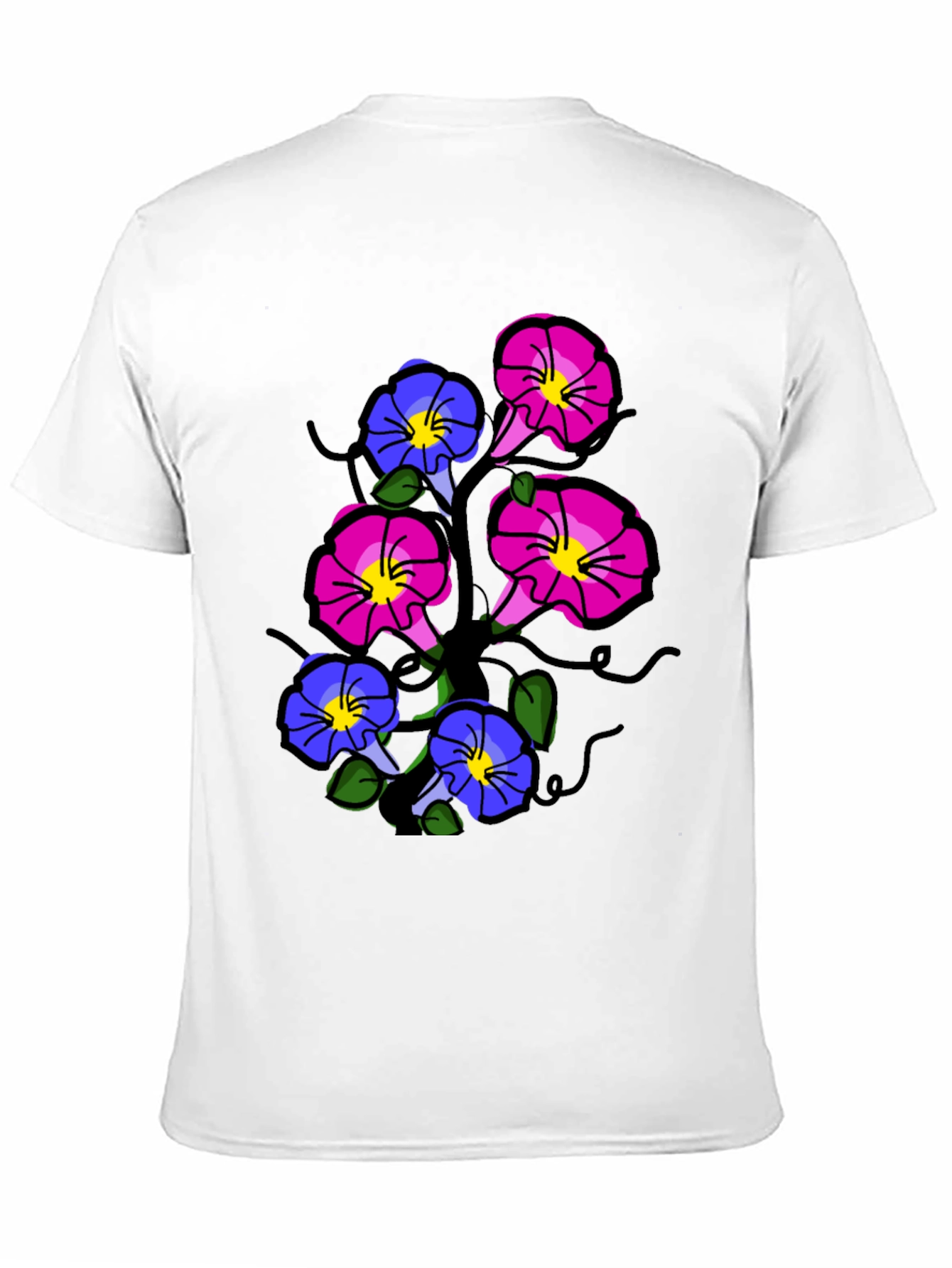 Black Floral Print T-Shirt - Unique Flower Design view 11