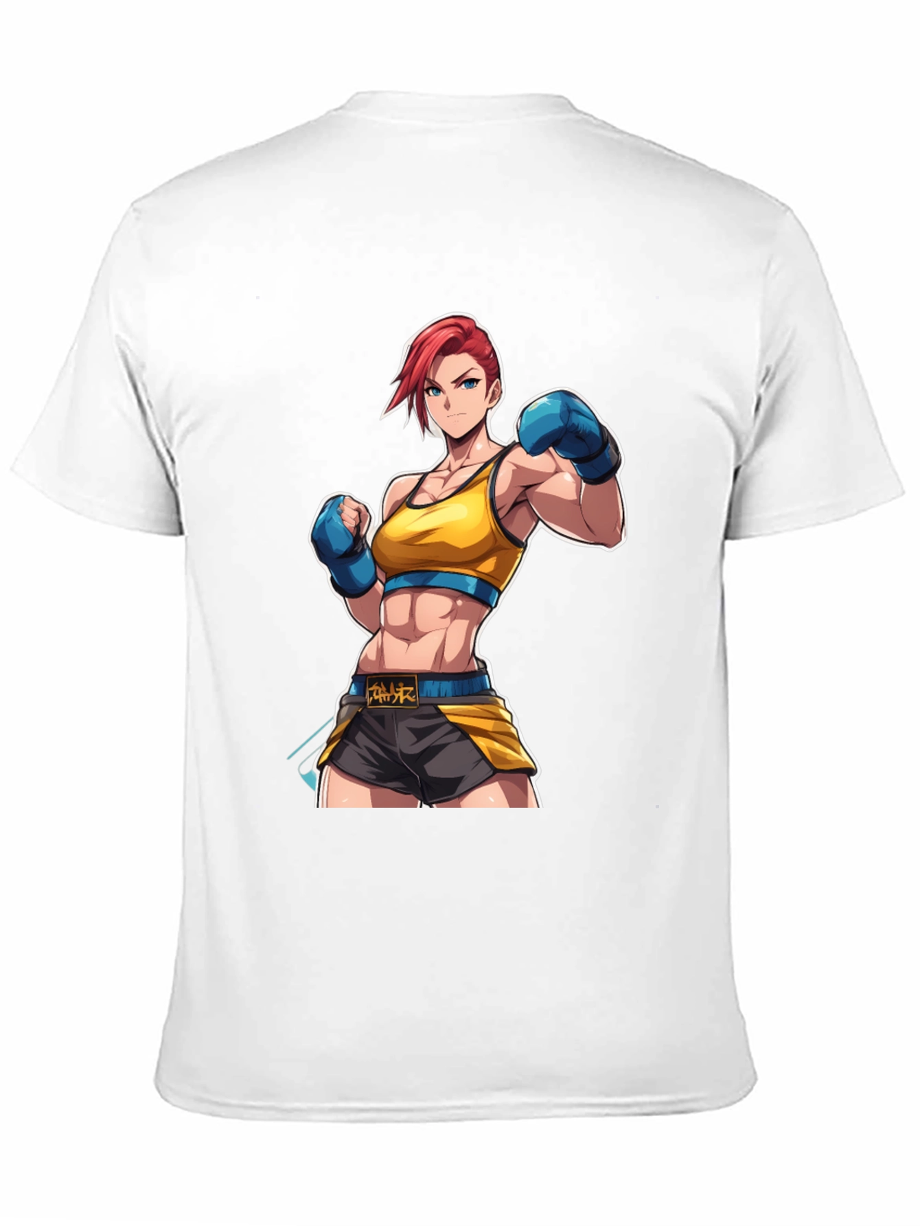 Black Anime Boxer Graphic Tee - Black Cotton Blend view 11