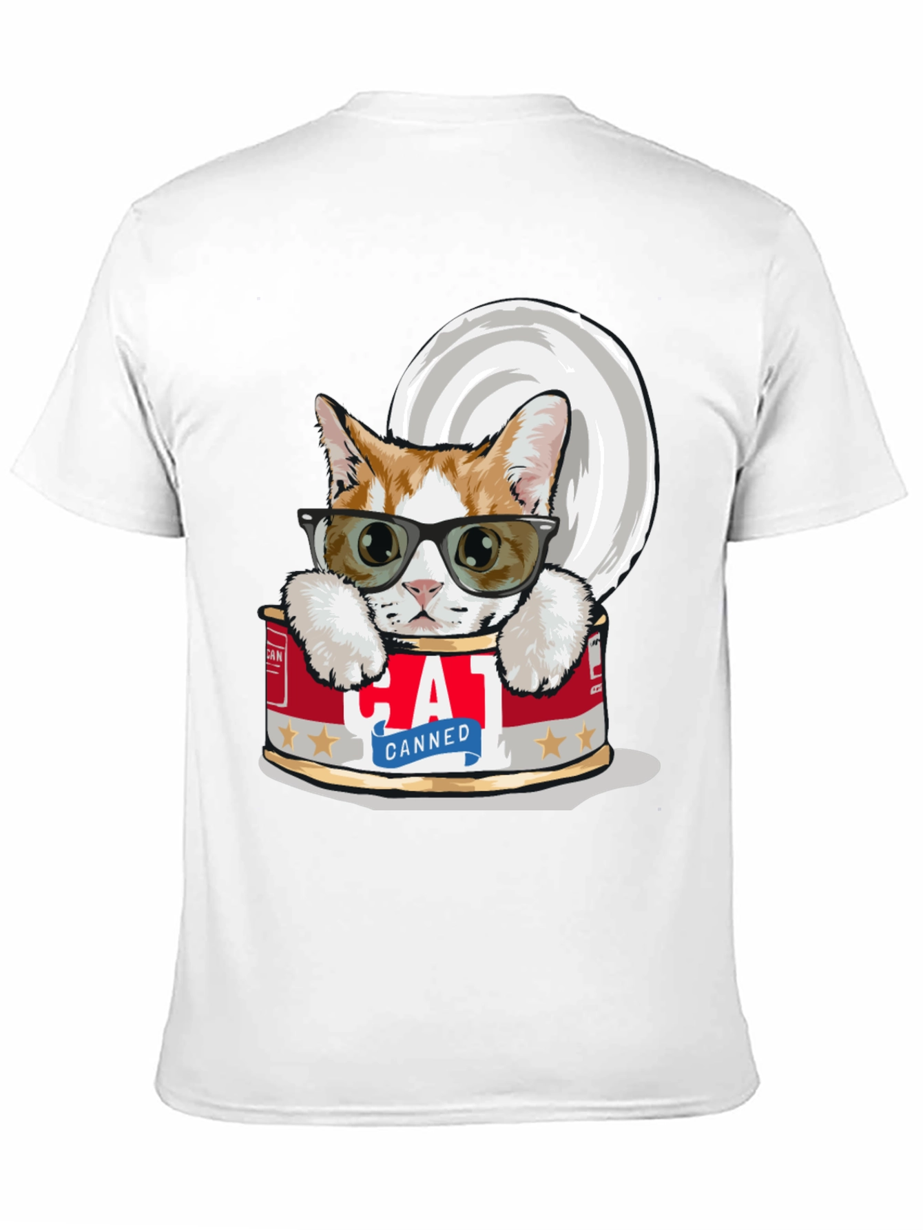 Black Canned Cat T-Shirt - Funny Graphic Tee view 11