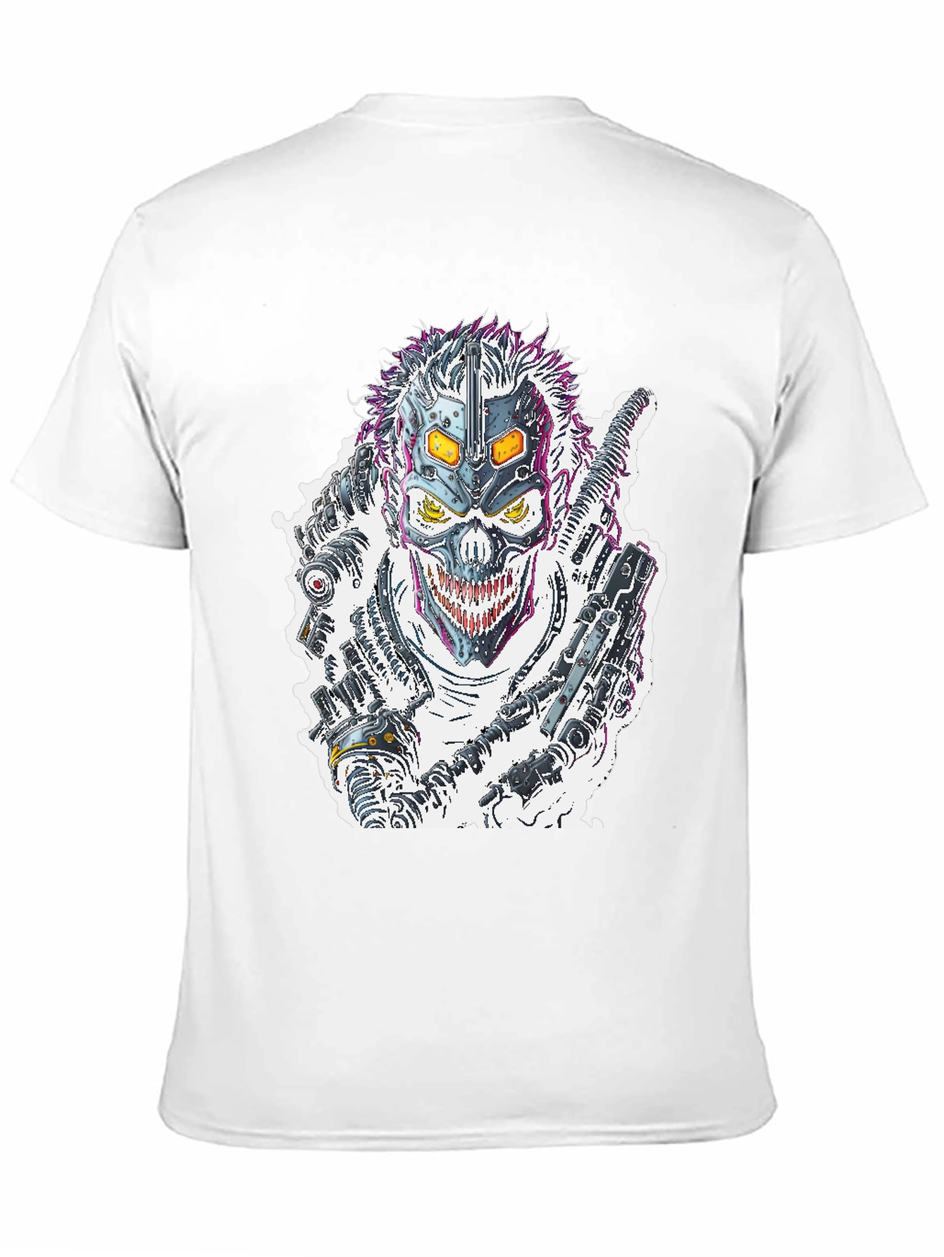 Black Cyberpunk Skull T-Shirt - Futuristic Graphic Tee view 11
