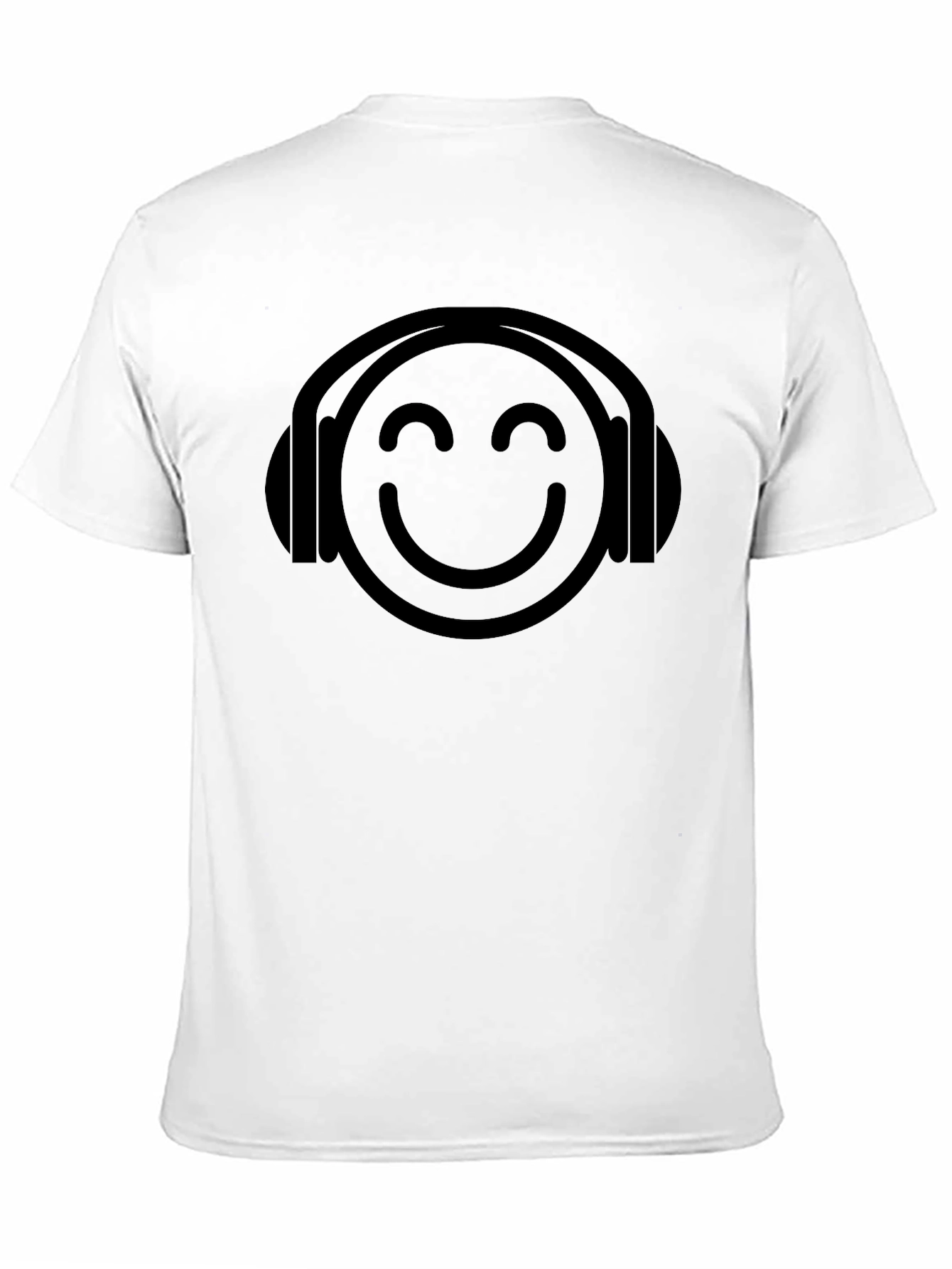 Black Smiley Face Headphones Black T-Shirt view 11