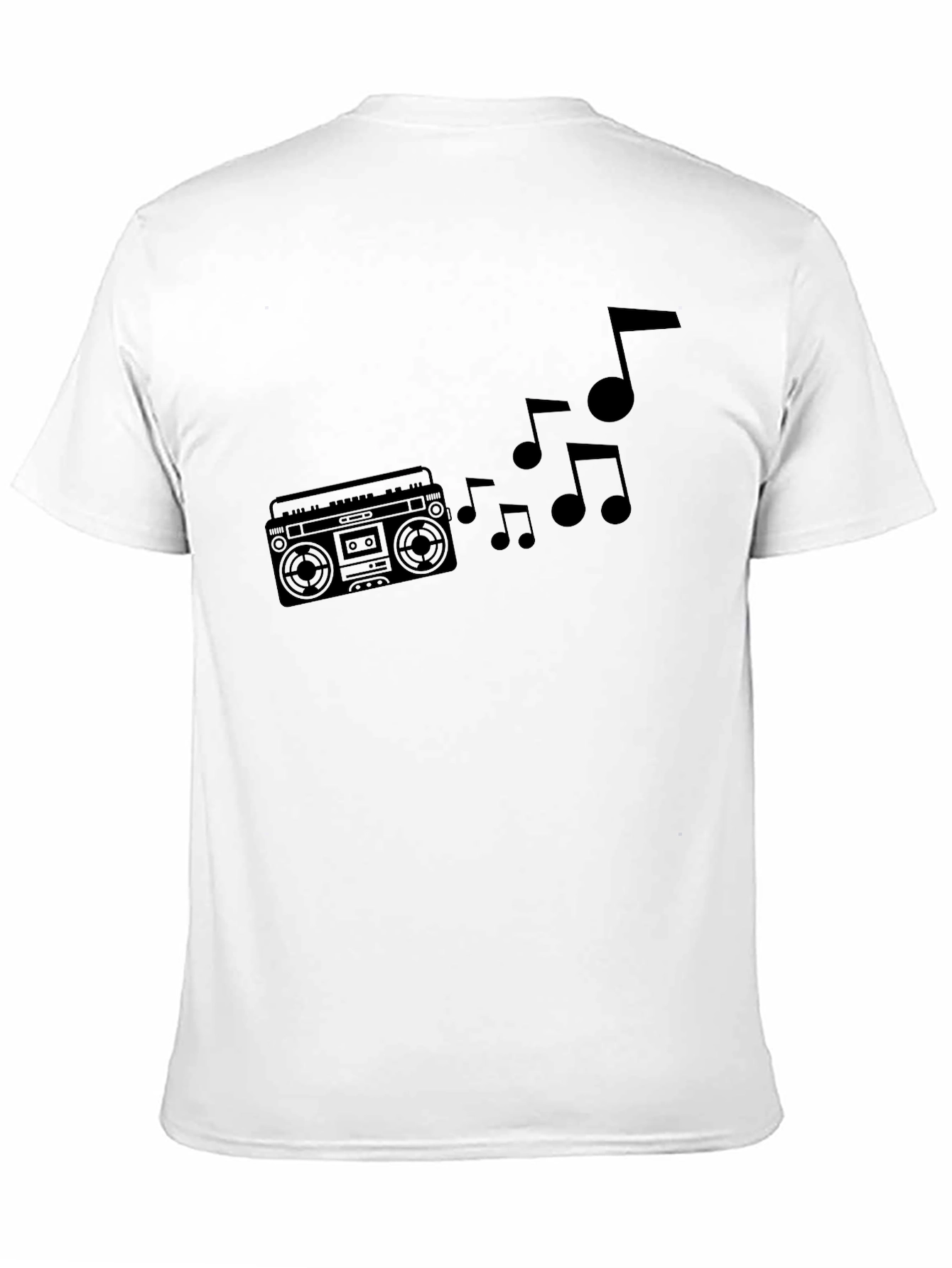 Black Retro Boombox & Music Notes Graphic T-Shirt view 11