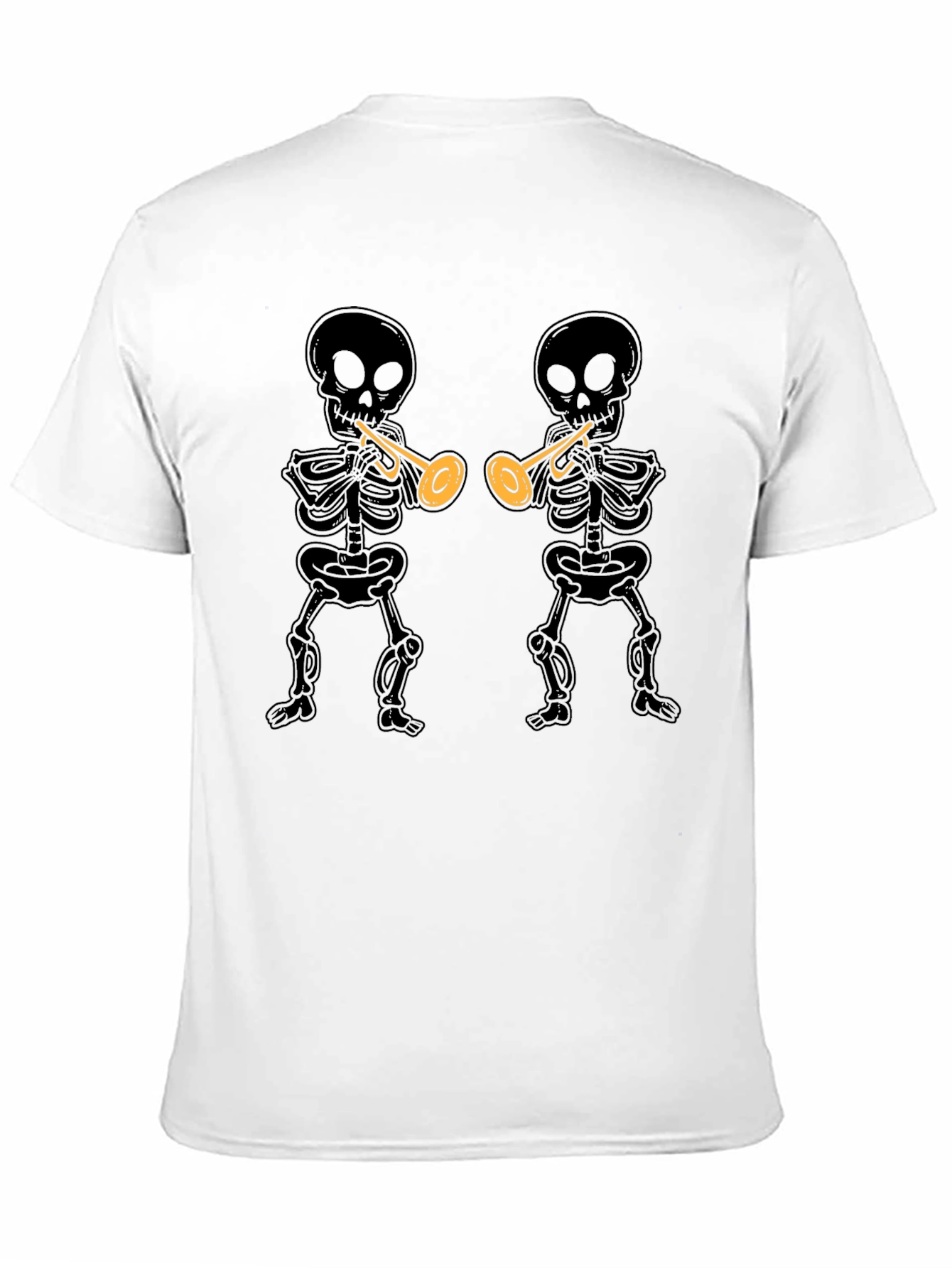 Black Skeleton Trumpet T-Shirt - Black Graphic Tee view 11