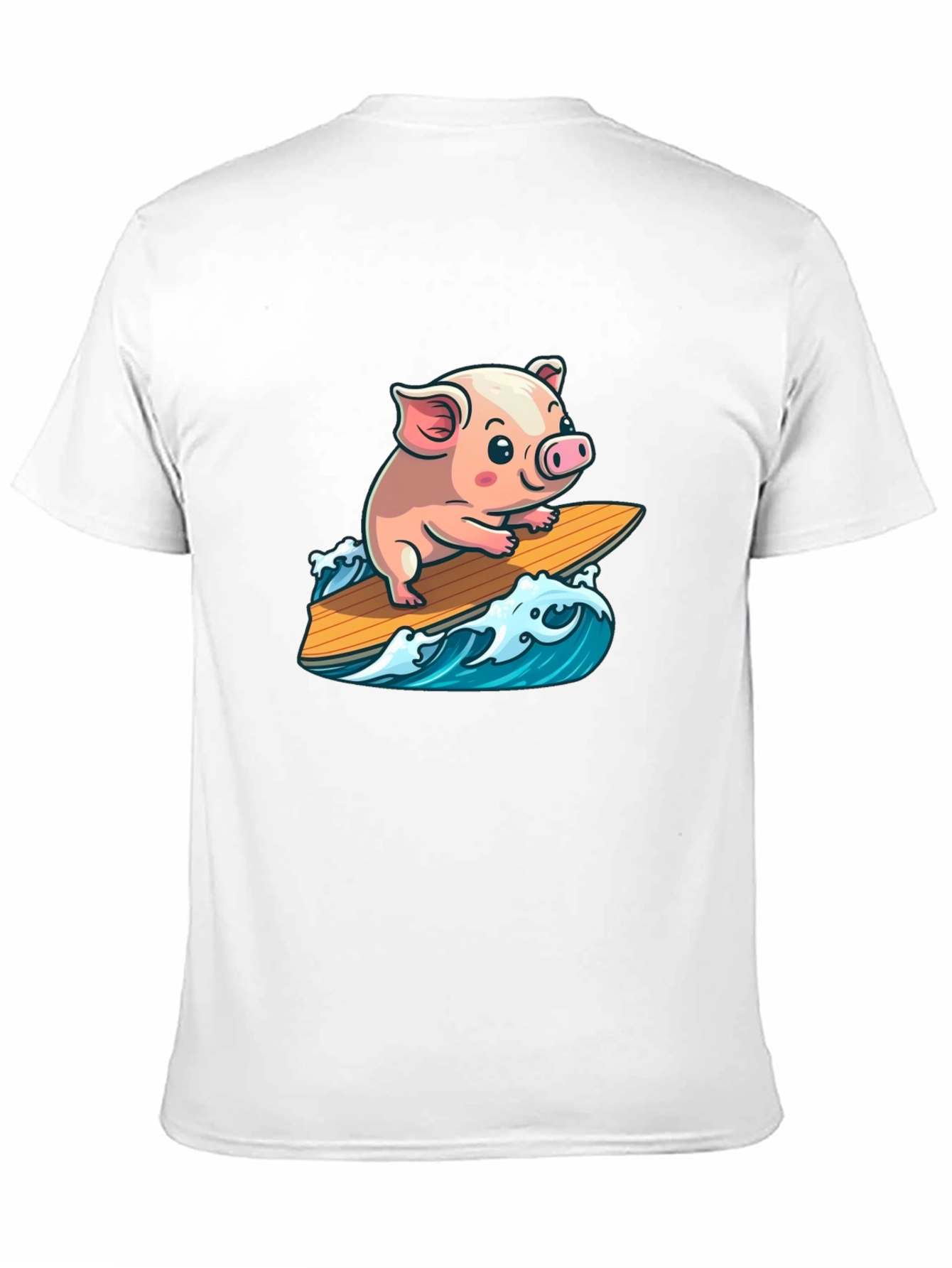Black Surfing Pig T-Shirt - Cute Cartoon Animal Tee view 11