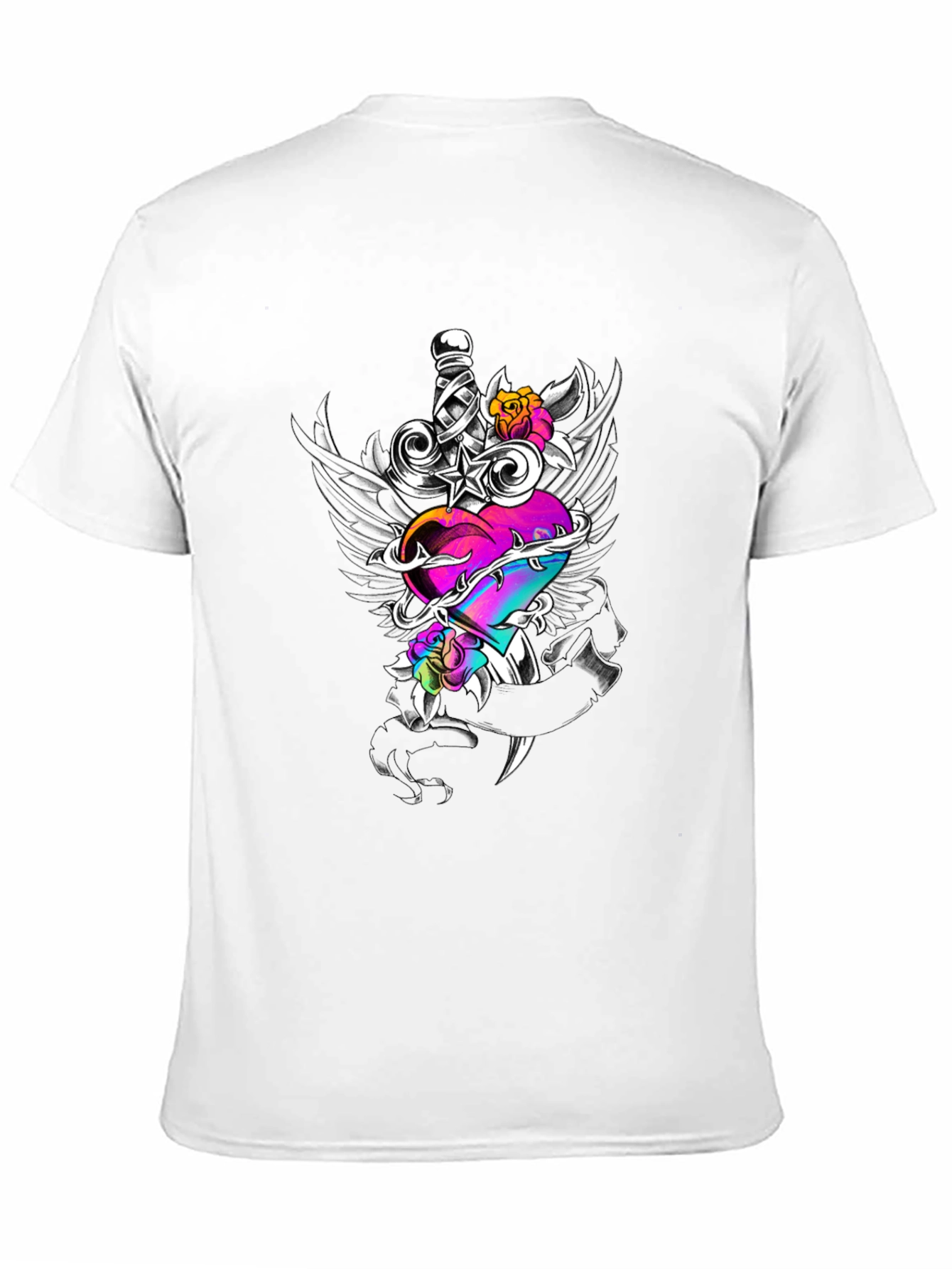 Black Heart & Dagger Graphic Tee - Black Unisex Shirt view 11