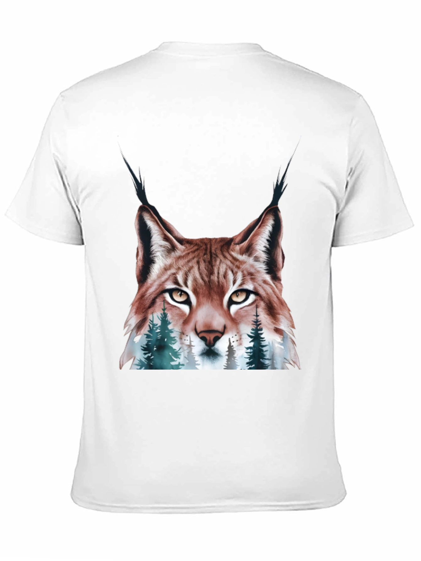 Black Lynx & Forest Graphic Print T-Shirt - Nature Inspired Tee view 11