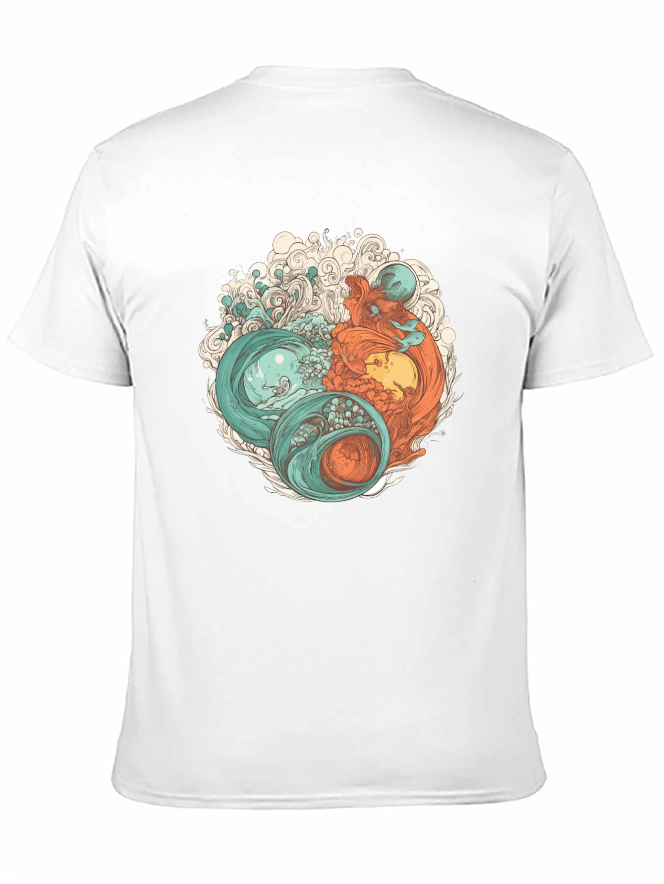 Black Yin Yang Sea Graphic Tee - Soft Cotton Blend view 11