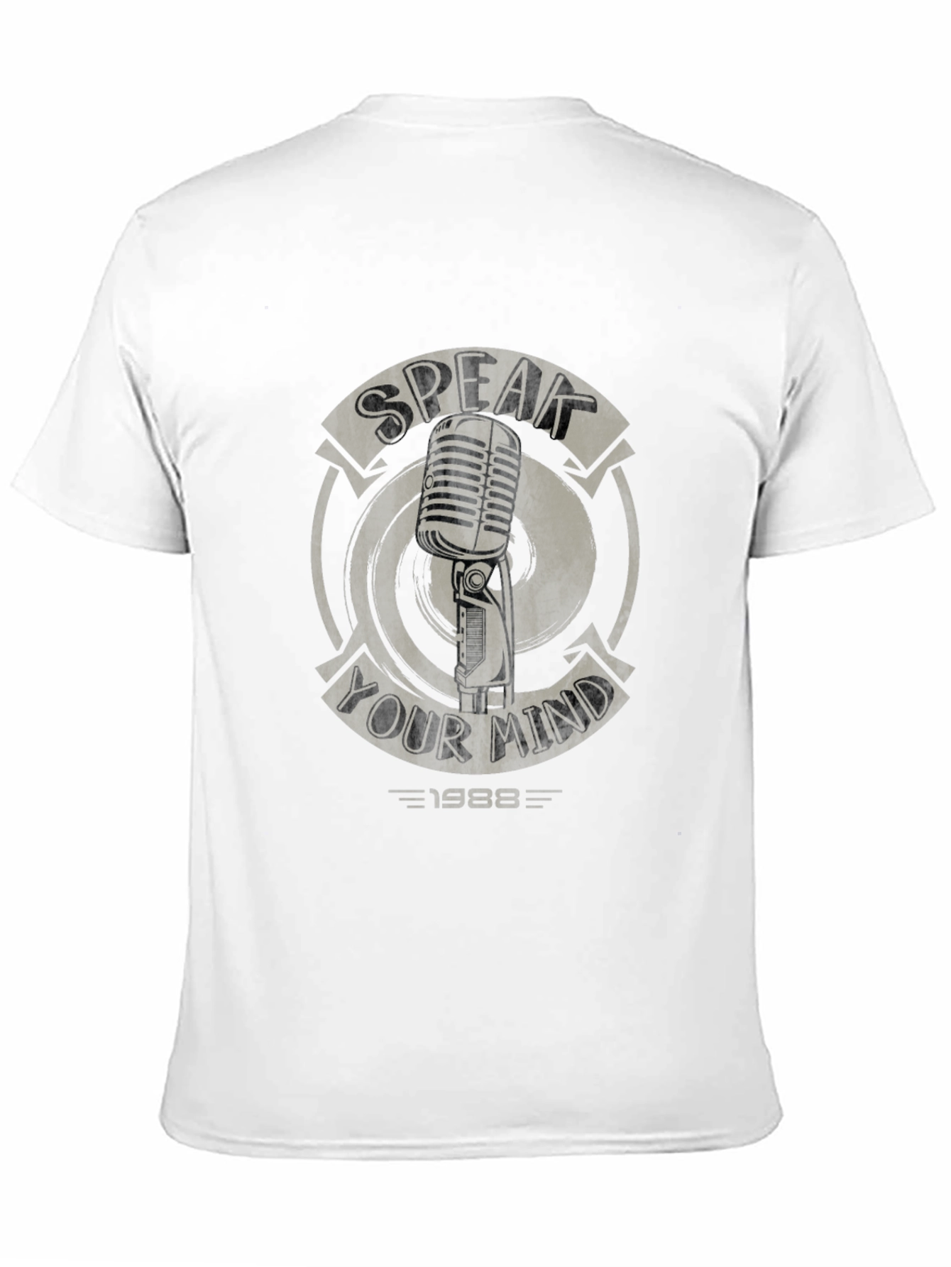 Black Speak Your Mind Graphic Tee - Retro Microphone Design view 11