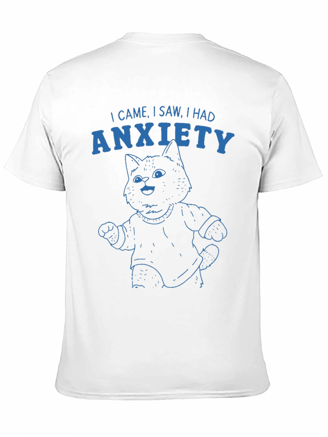 Black Anxiety Cat Graphic T-Shirt - Humorous Tee view 11