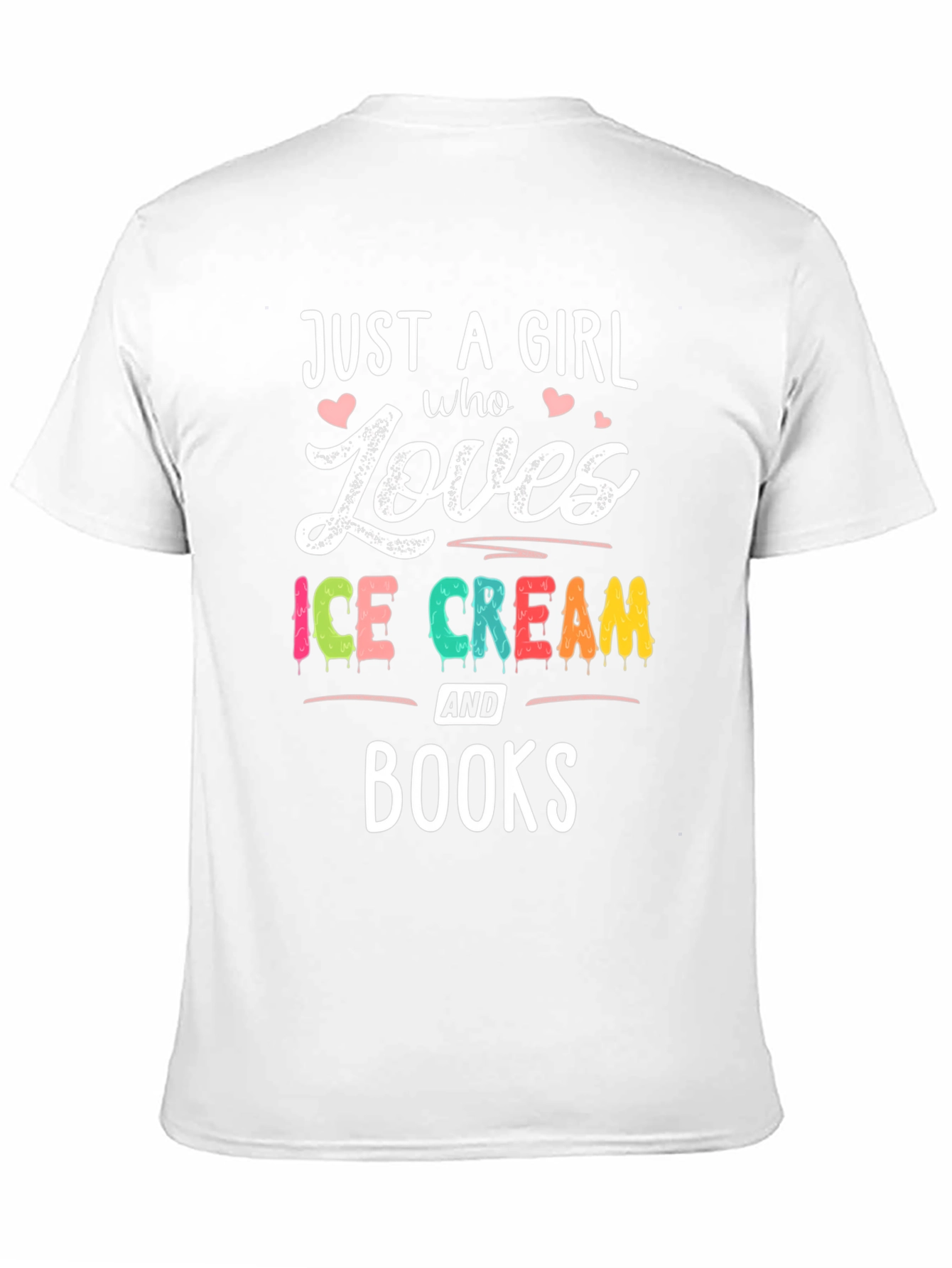 Black Just A Girl Who Loves Ice Cream & Books T-Shirt view 11