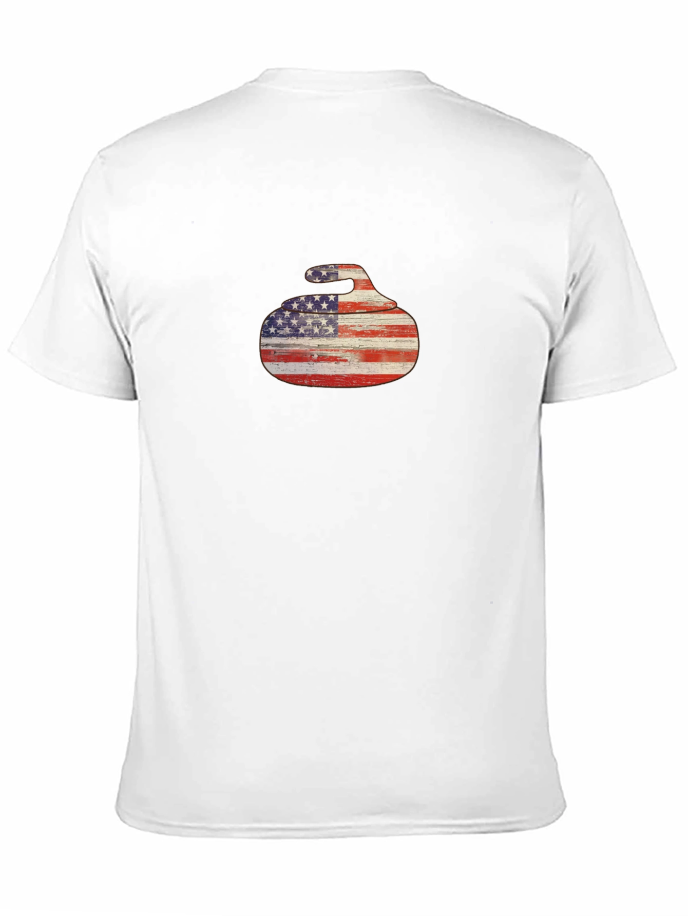 Black USA Flag Curling Stone Black T-Shirt view 11