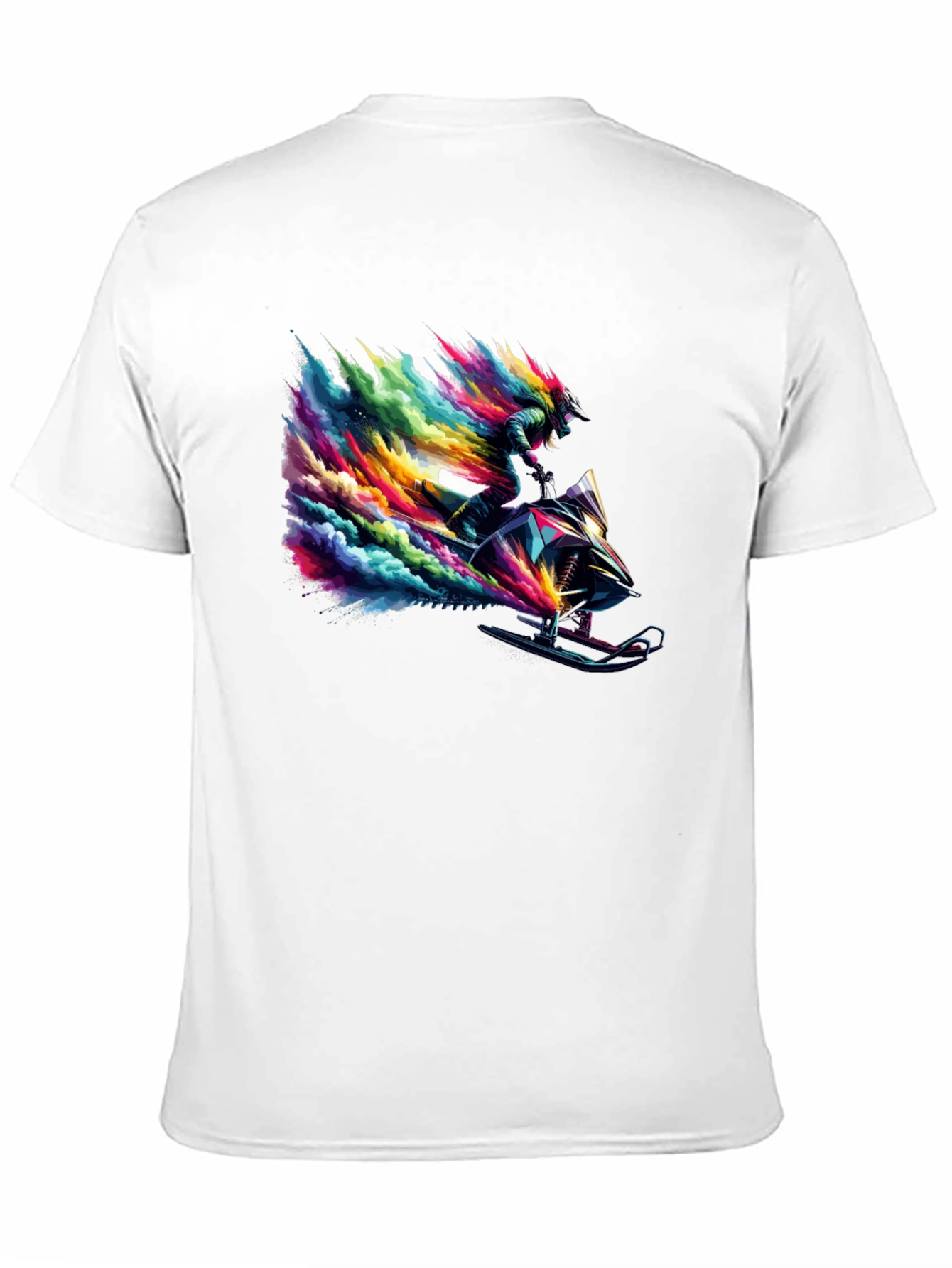 Black Colorful Snowmobile Rider Graphic Tee - Cool Design view 11