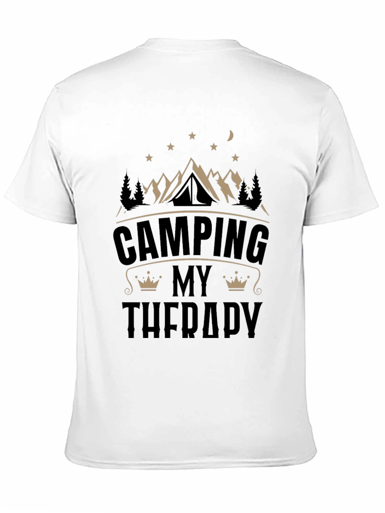Black Camping My Therapy T-Shirt Black Cotton Crew Neck view 11