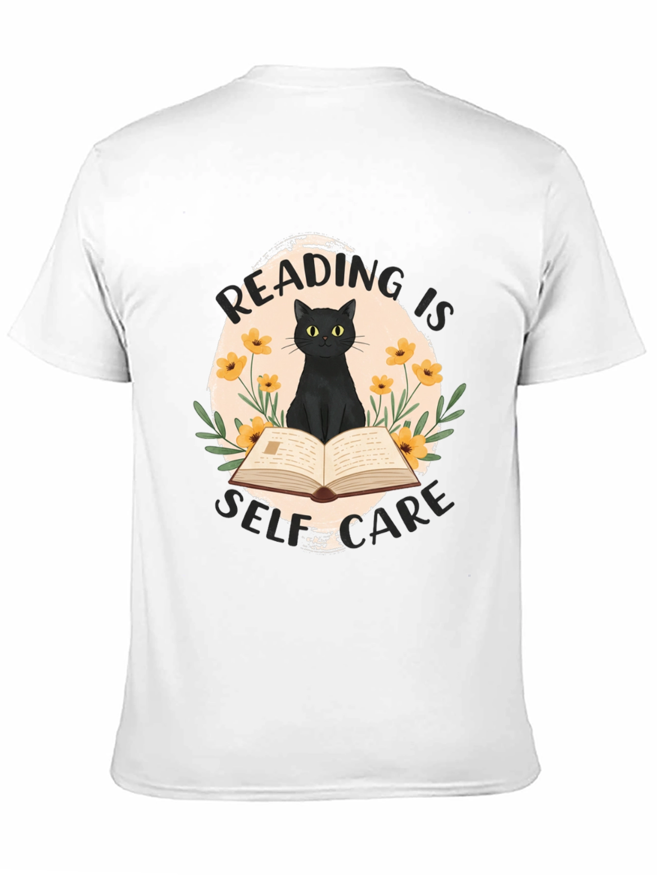 Black Reading is Self-Care Cat Graphic T-Shirt view 11