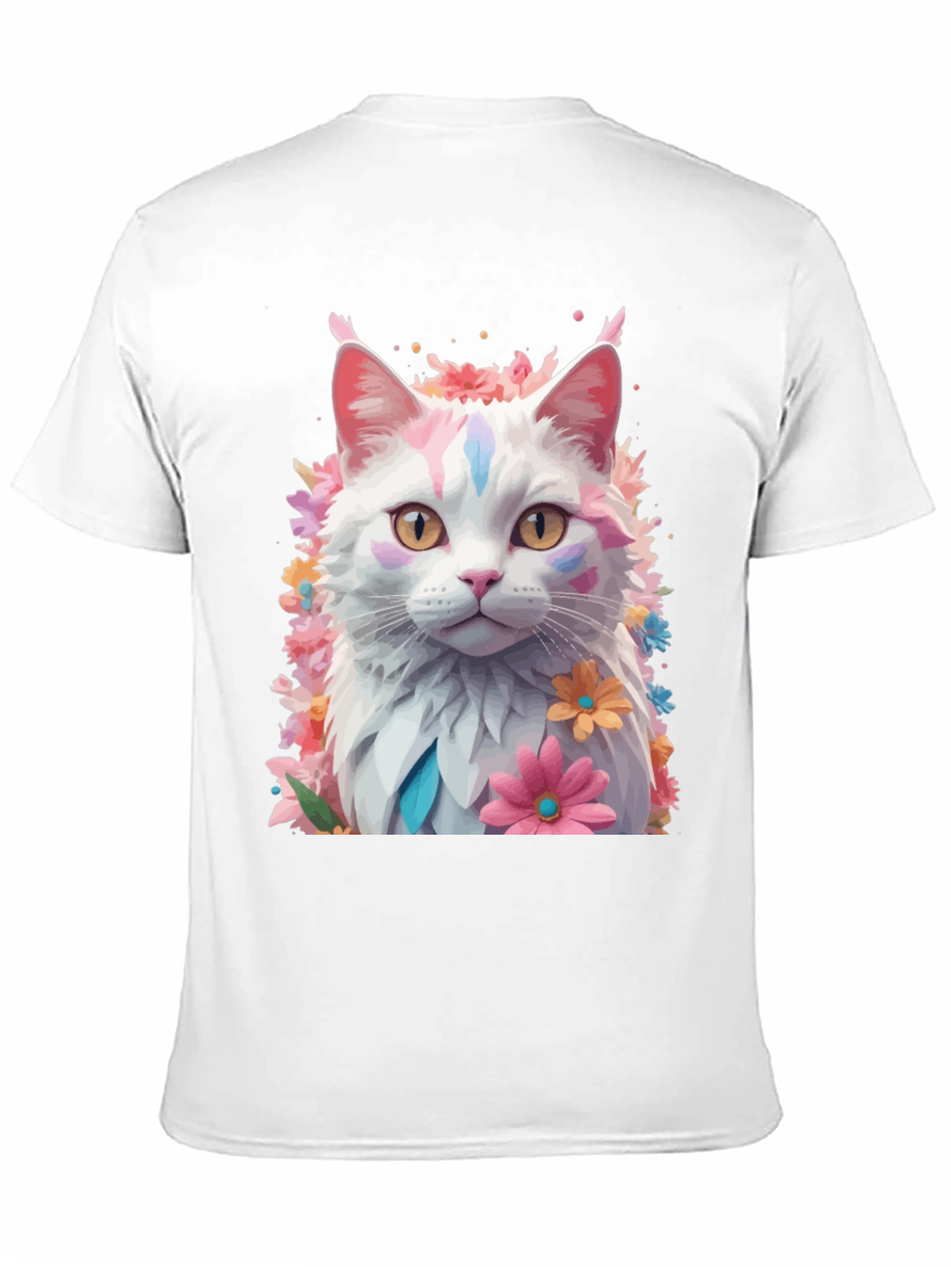 Black Floral Cat T-Shirt - Artistic Graphic Tee view 11