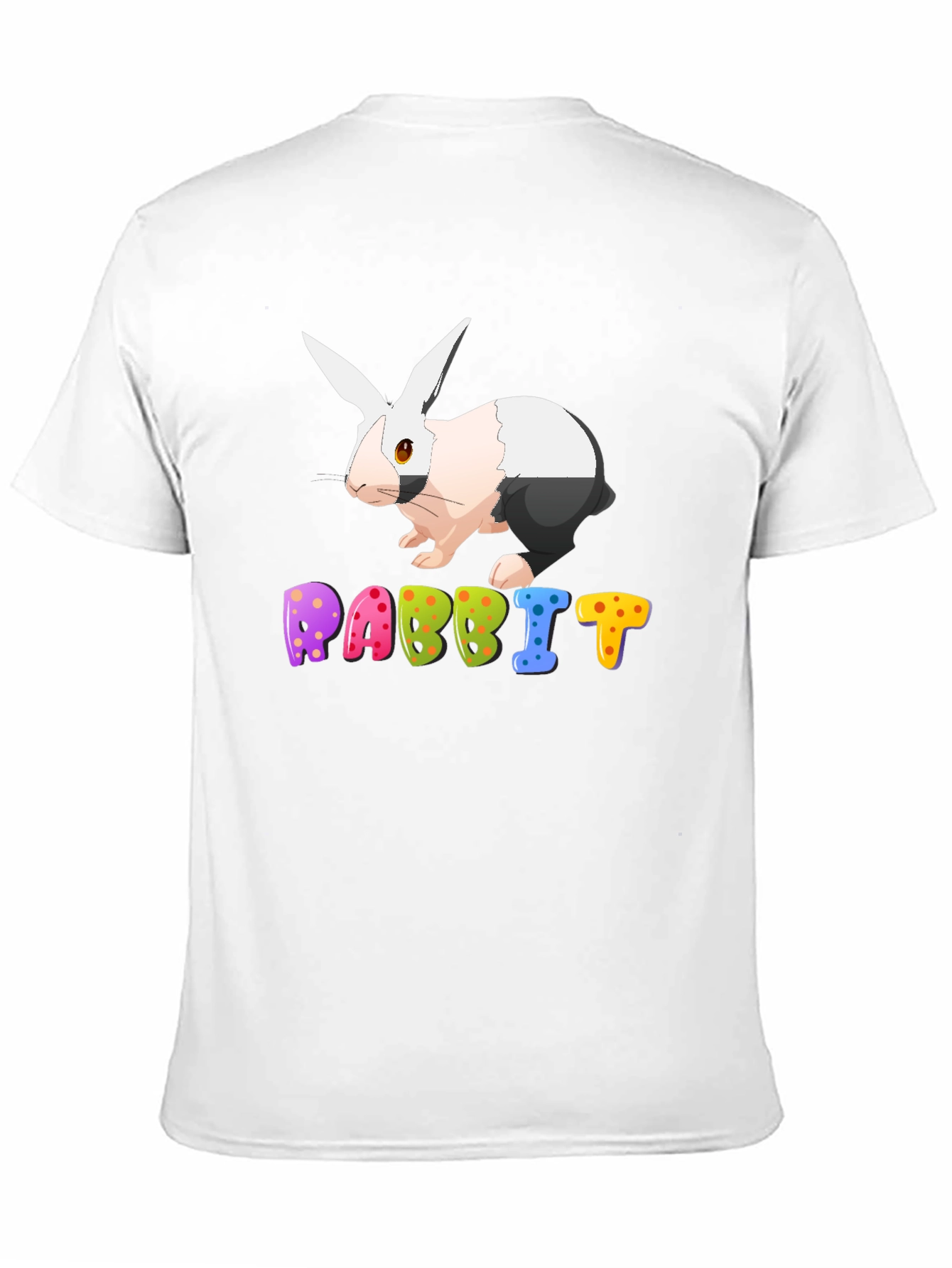 Black Rabbit Graphic Tee - Colorful Cartoon Bunny T-Shirt view 11