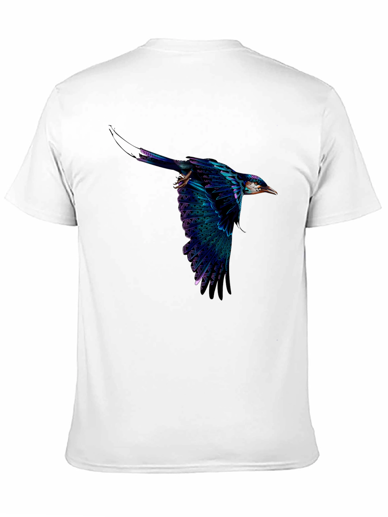 Black Vivid Flying Bird Graphic Black T-Shirt view 11