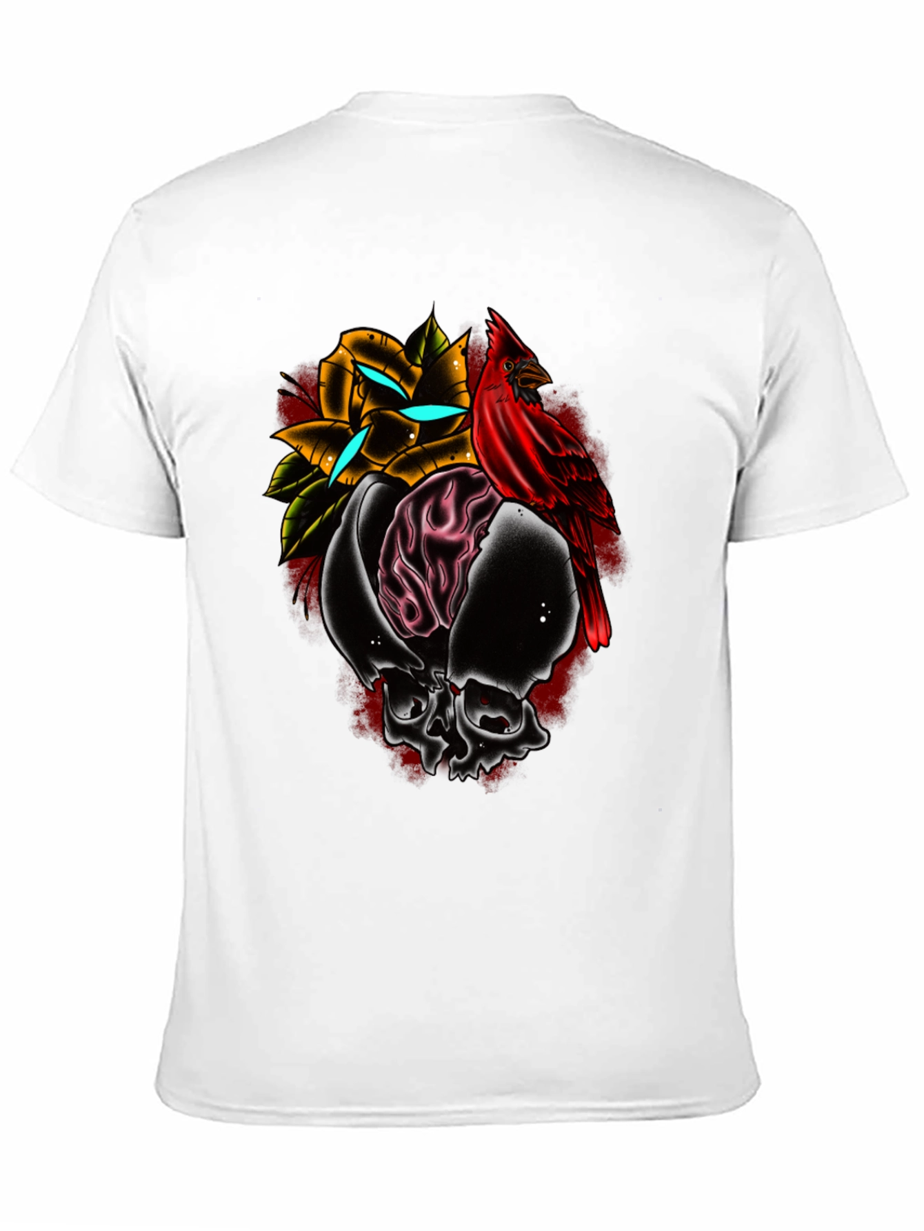 Black Skull Rose Cardinal Graphic Tee - Edgy Menswear view 11