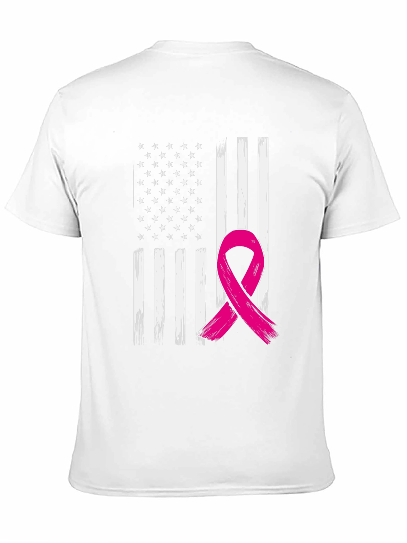 Black American Flag Breast Cancer Awareness T-Shirt view 11