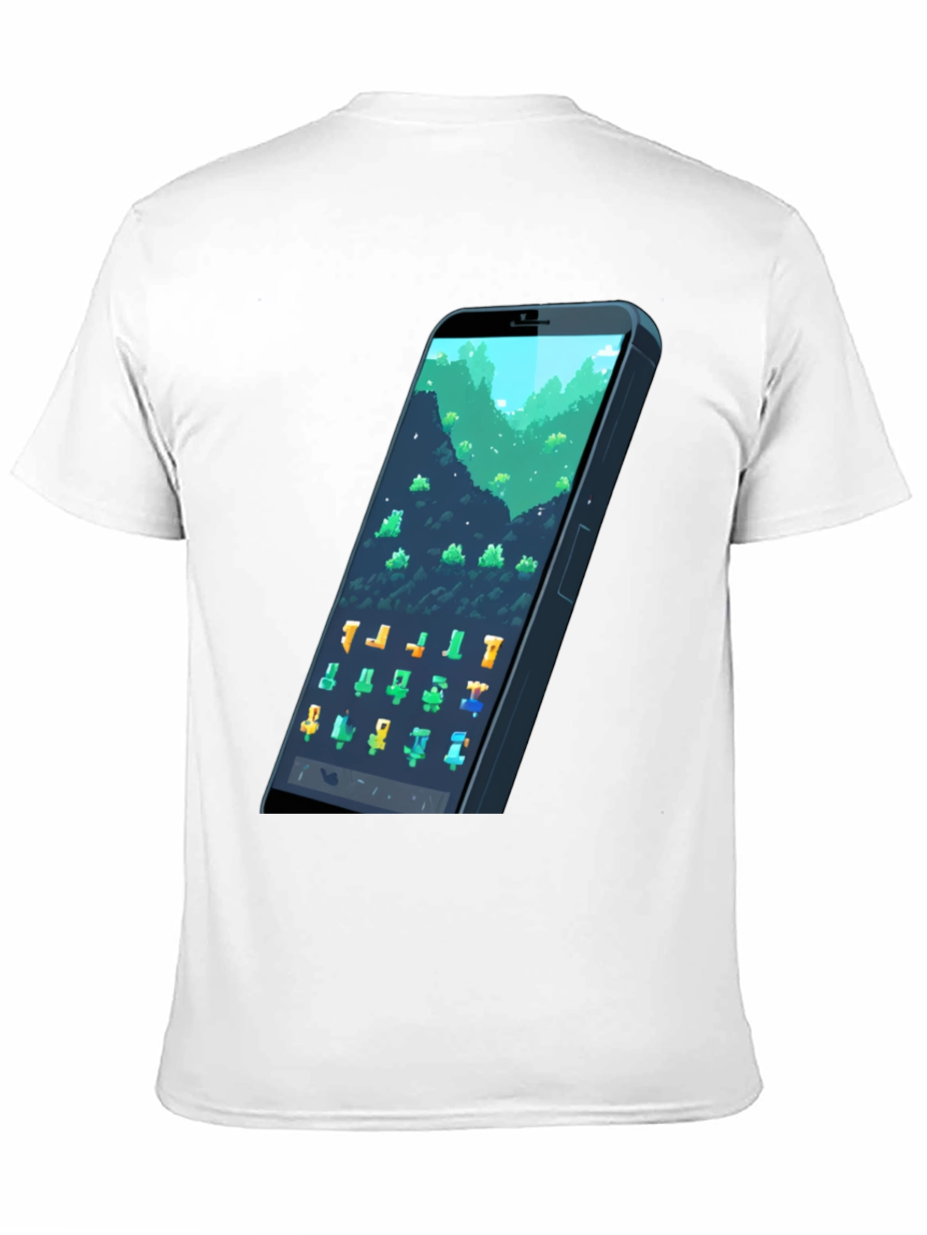Black Pixel Phone T-Shirt - Gamer Style Tee view 11