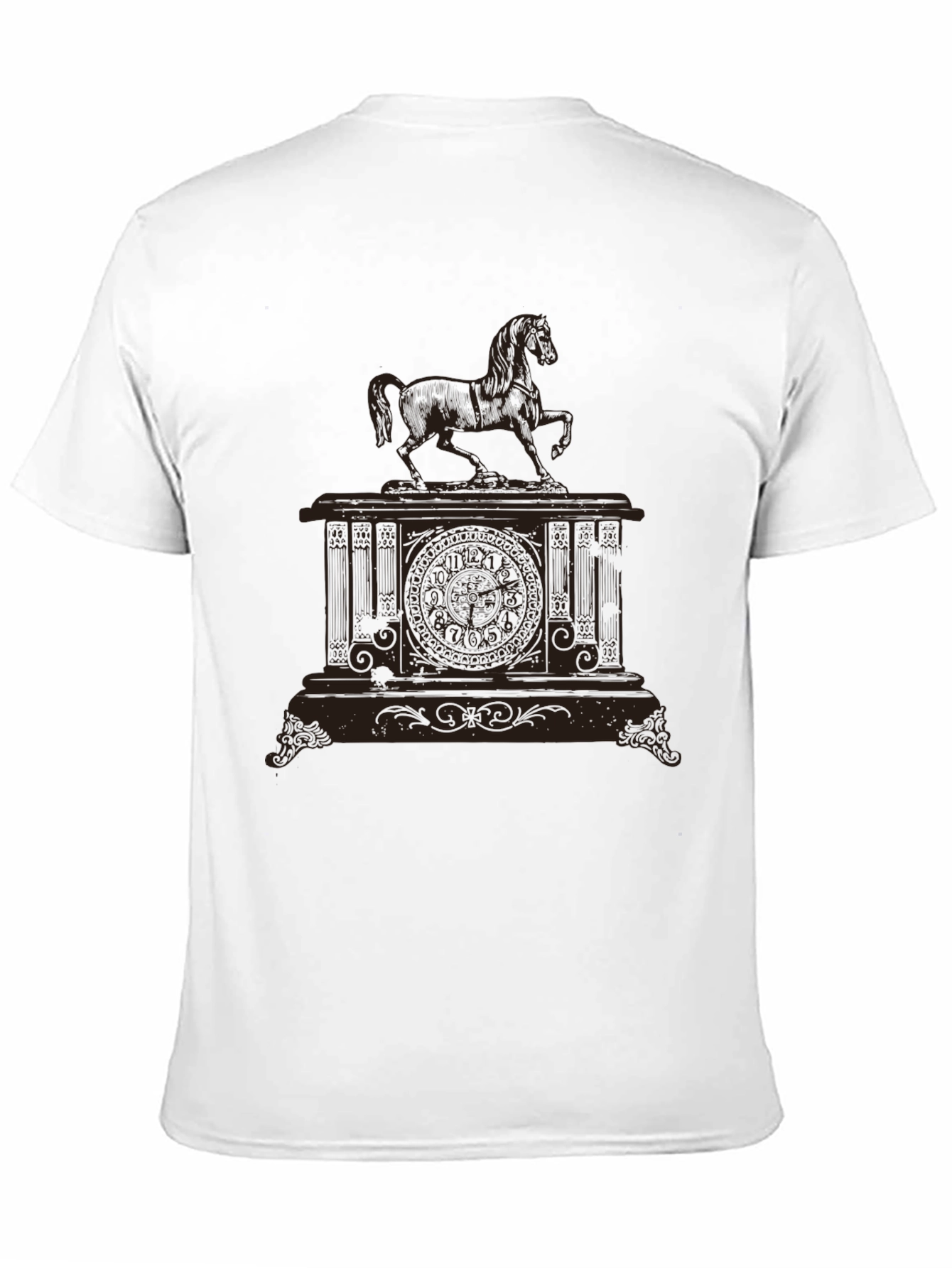 Black Men's Black Horse Clock Graphic Tee view 11