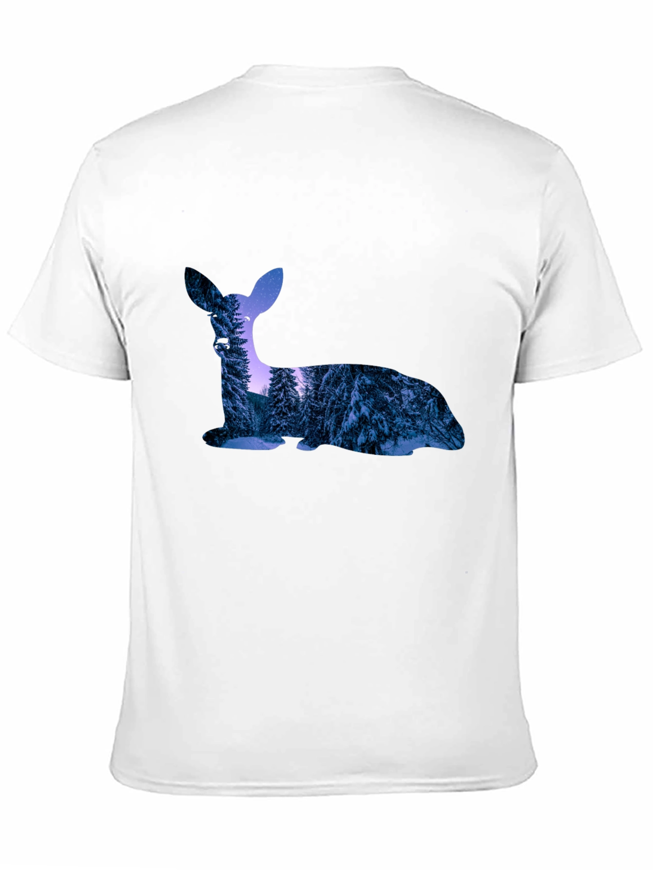 Black Deer Silhouette Winter Forest Graphic T-Shirt view 11