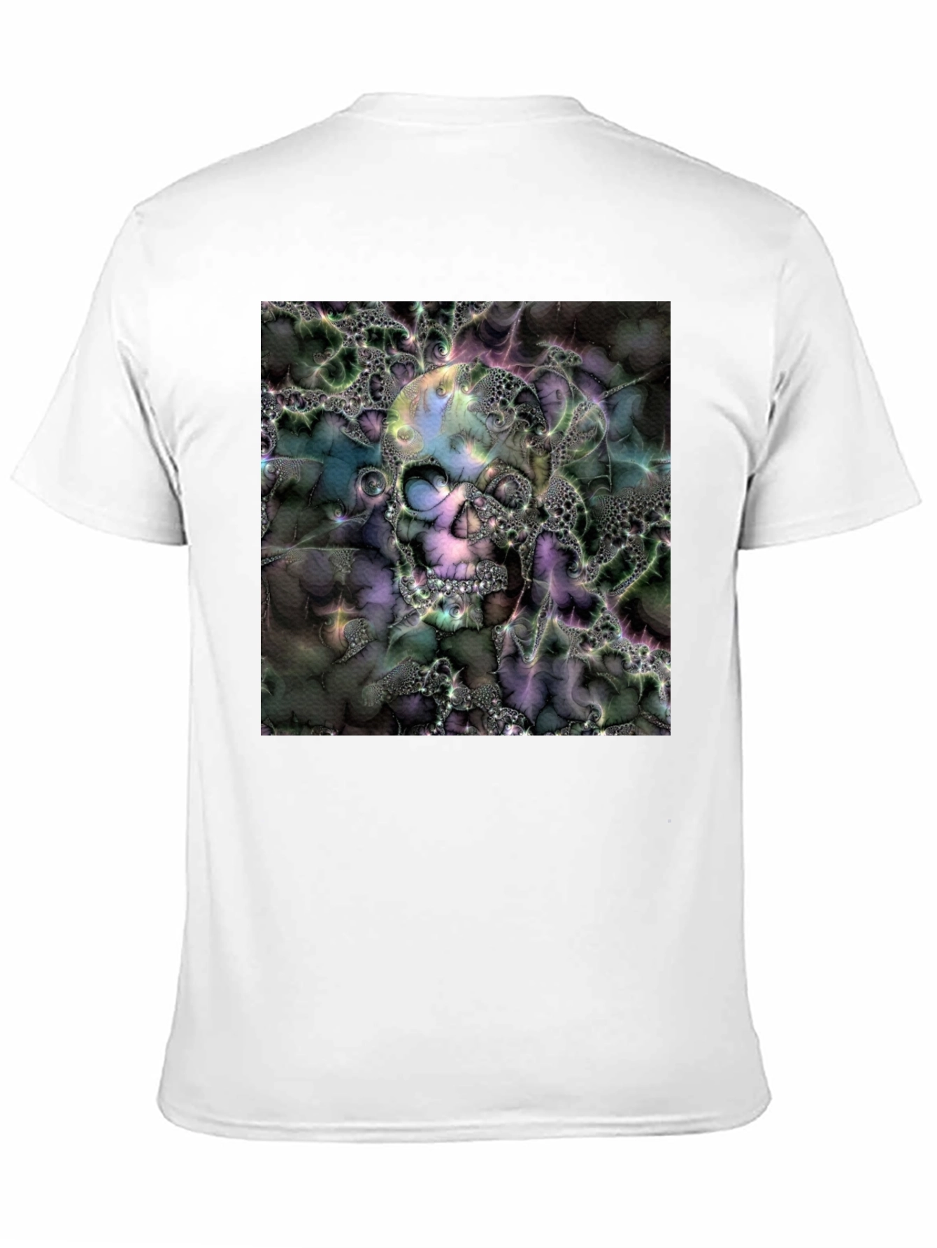 Black Skull Fractal Graphic Black T-Shirt view 11
