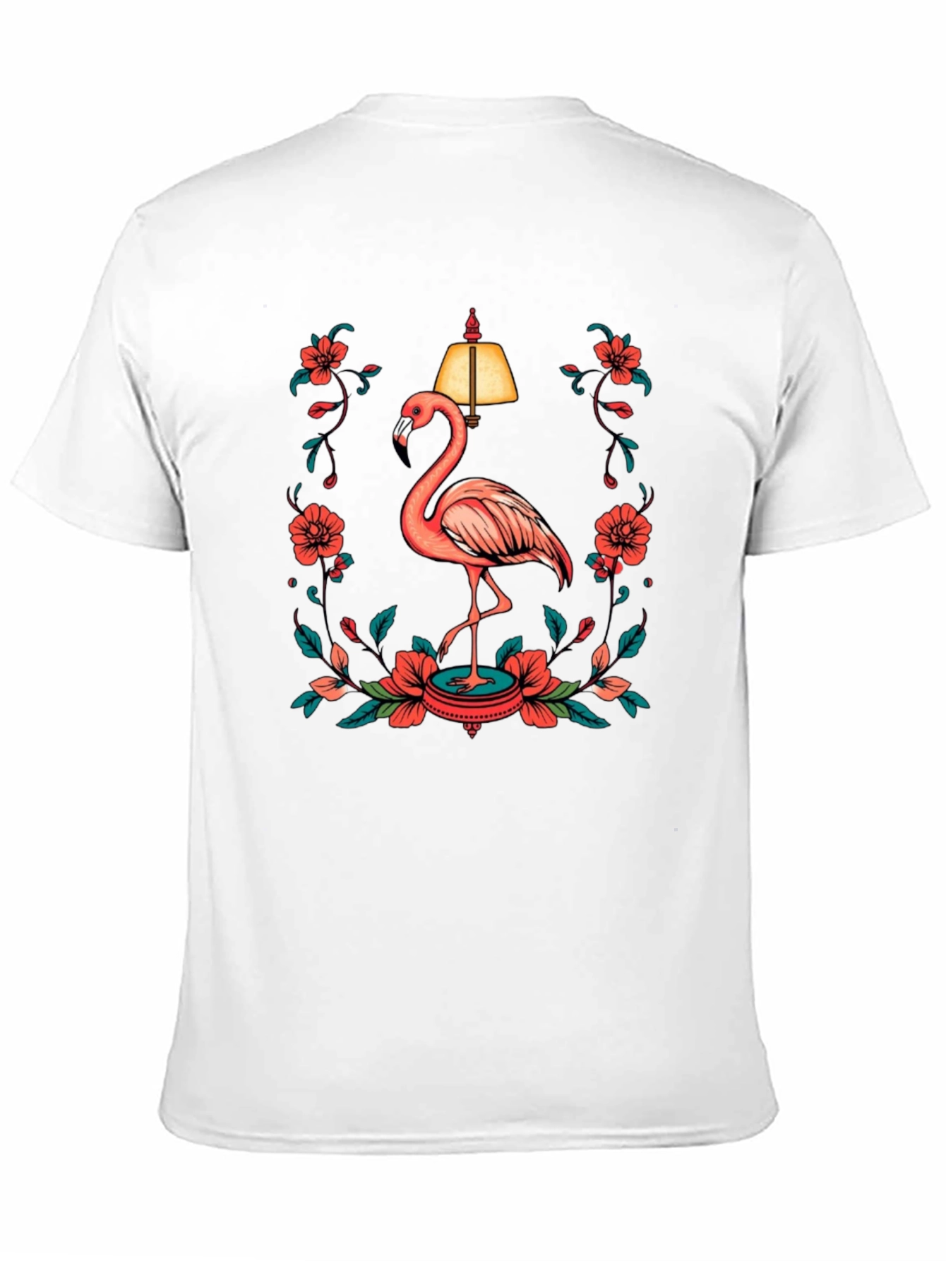 Black Black T-Shirt with Flamingo and Floral Lamp Graphic view 11