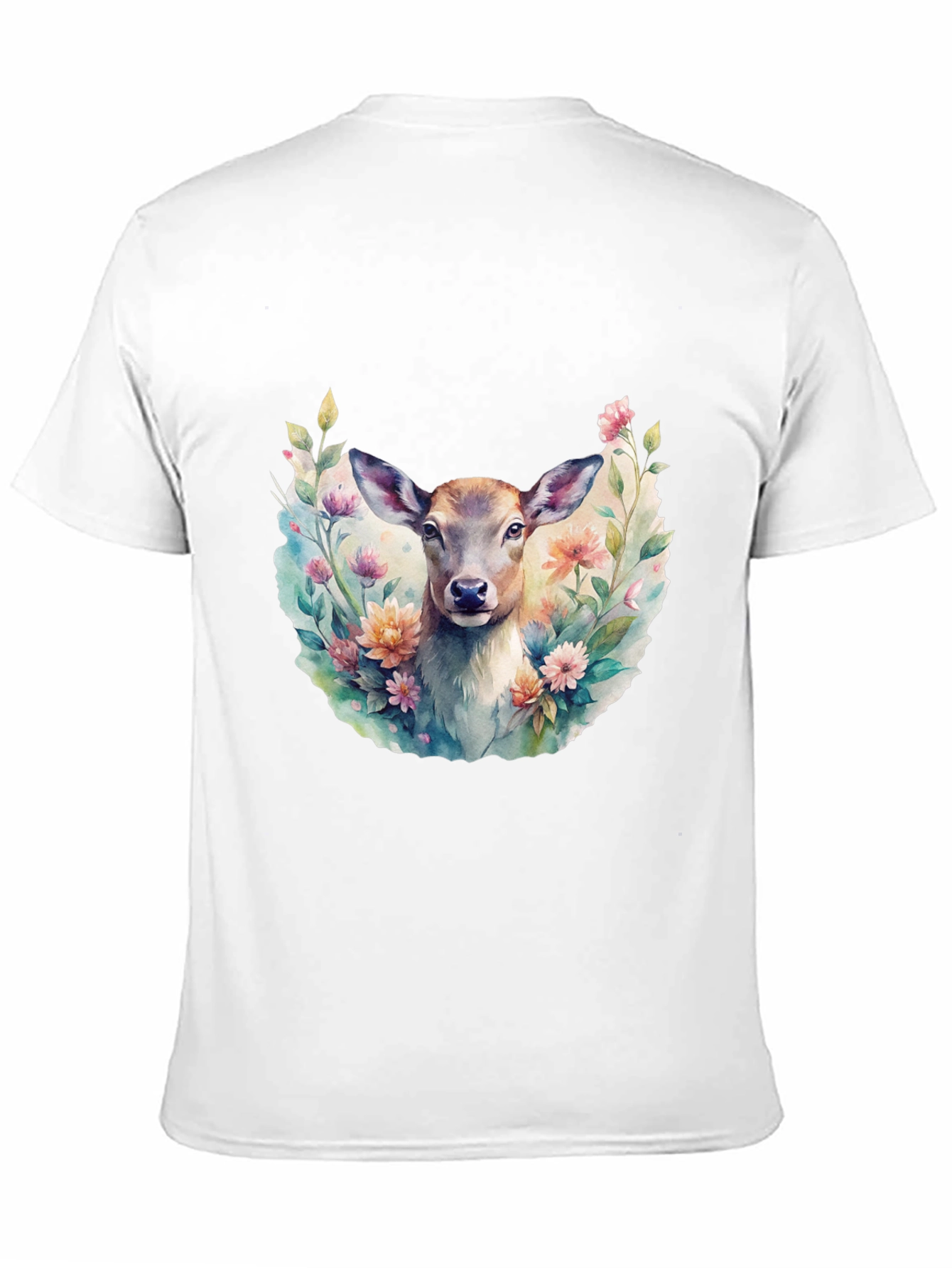 Black Floral Deer Graphic Tee - Stylish Men's Black T-Shirt view 11