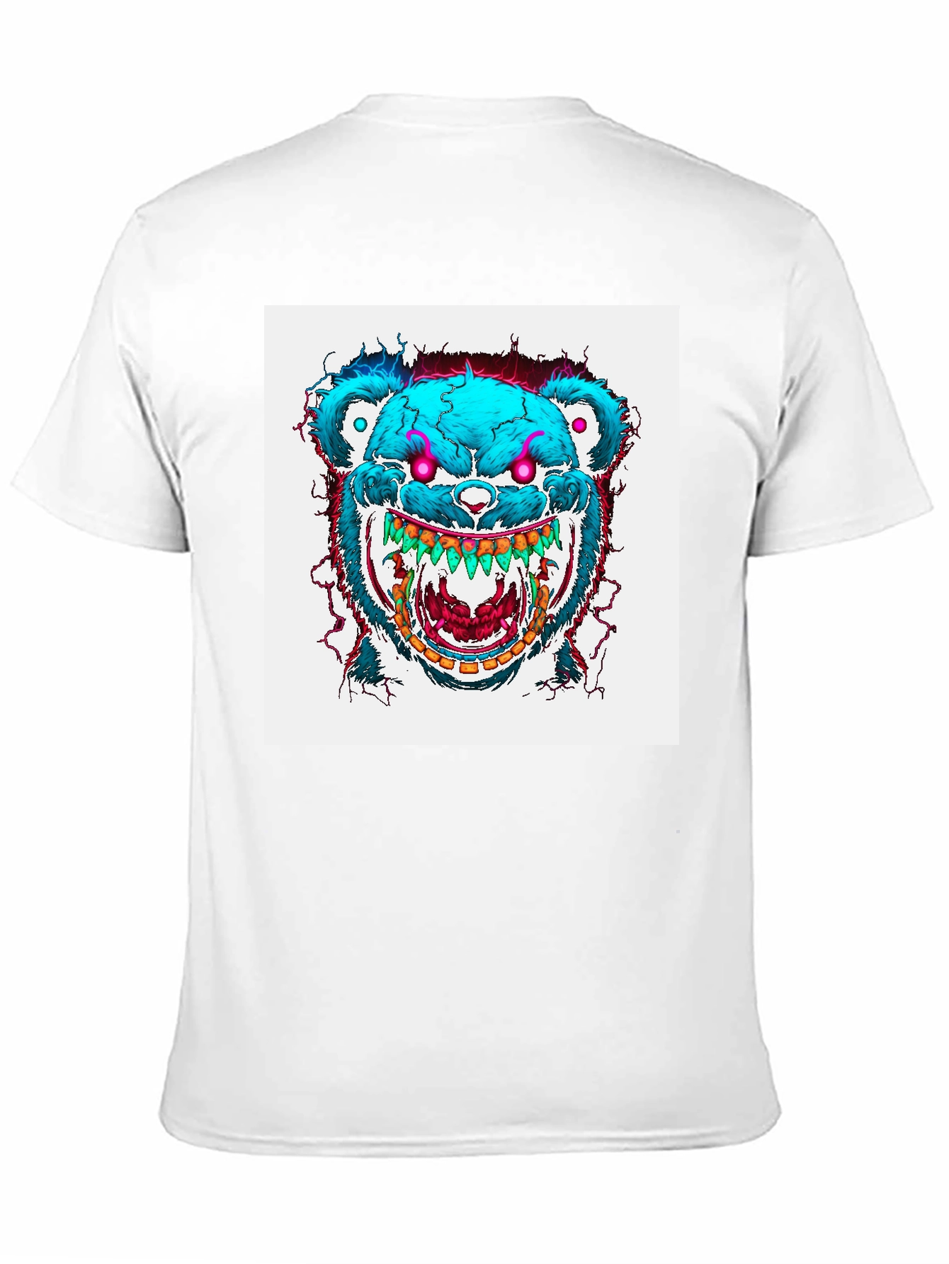 Black Men's Black T-Shirt with Graphic Bear Design view 11