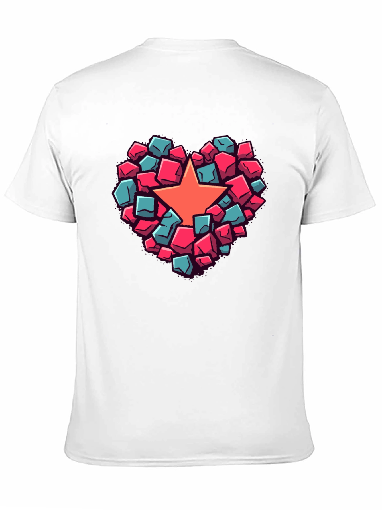 Black Heart Star Block Graphic T-Shirt view 11