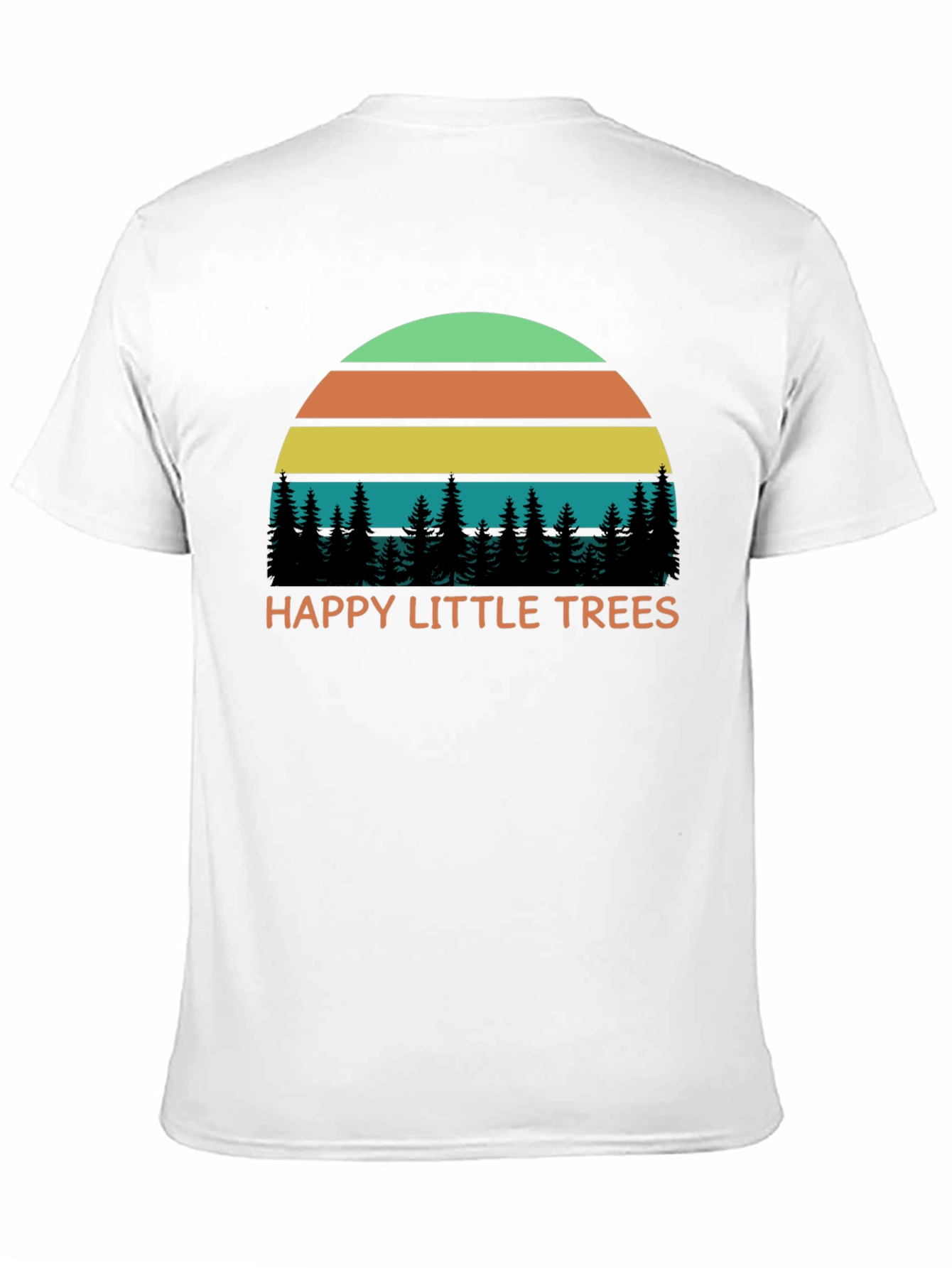 Black Happy Little Trees Retro T-Shirt view 11