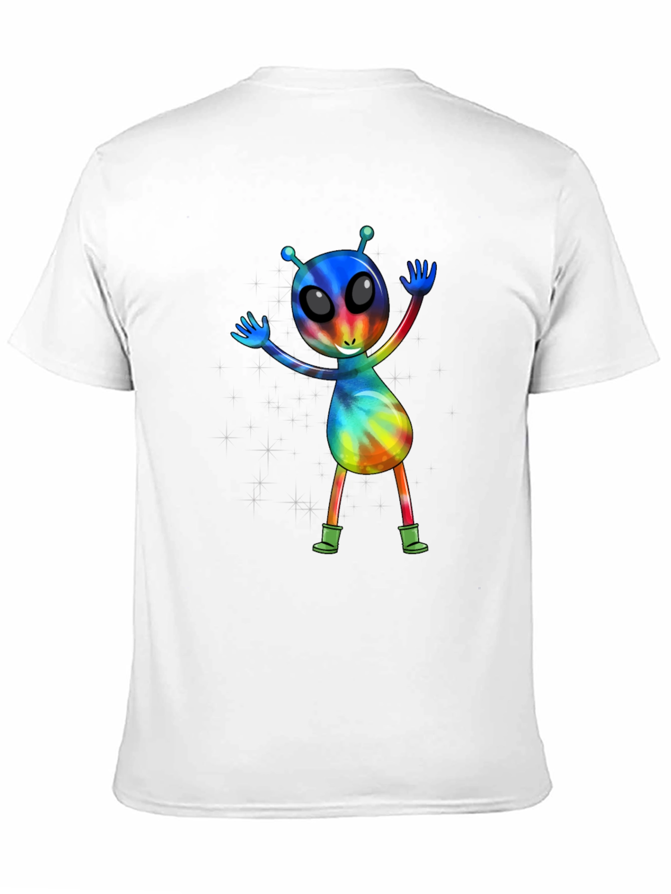Black Tie-Dye Alien Graphic T-Shirt view 11