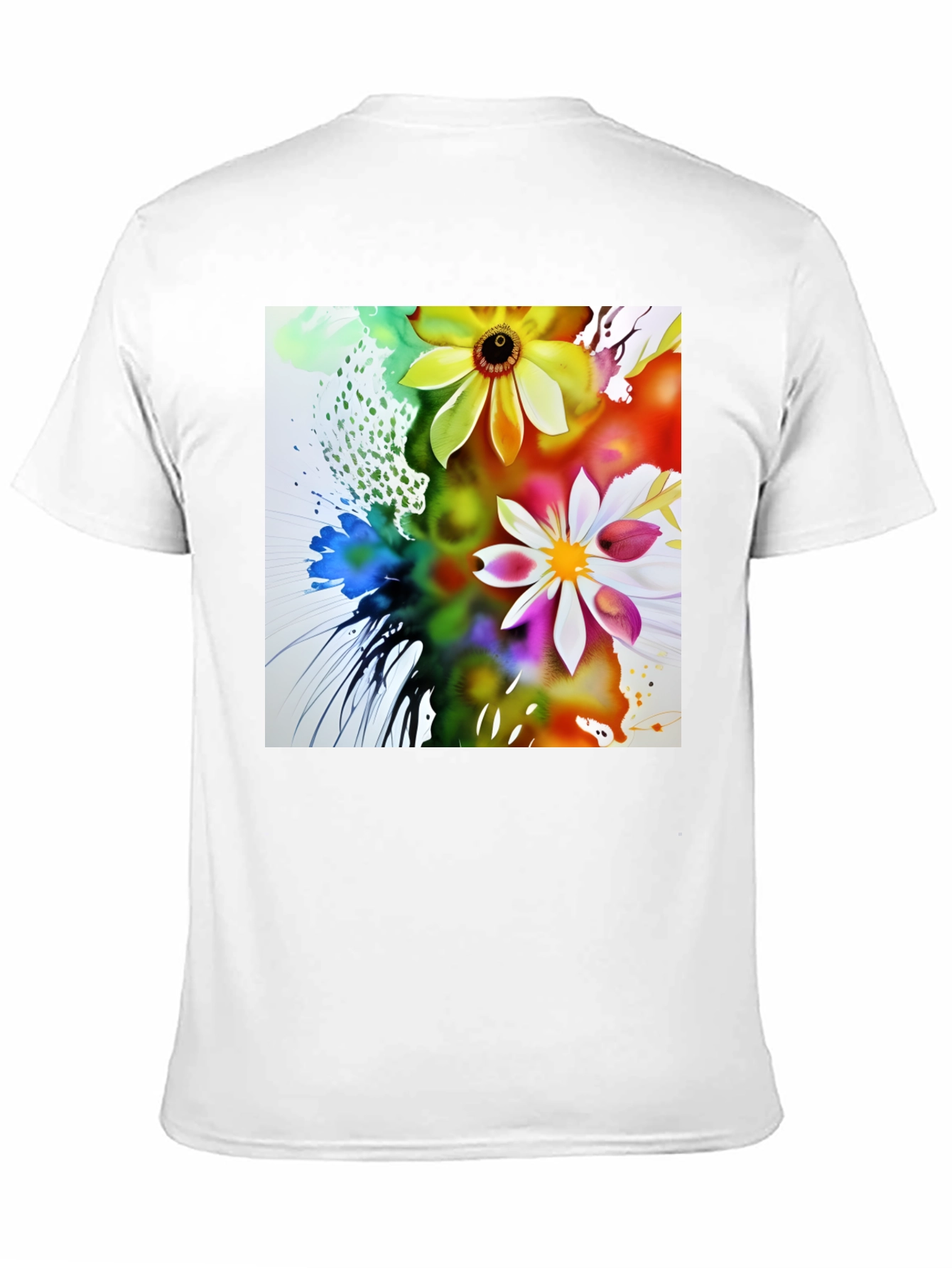 Black Floral Art Black T-Shirt view 11