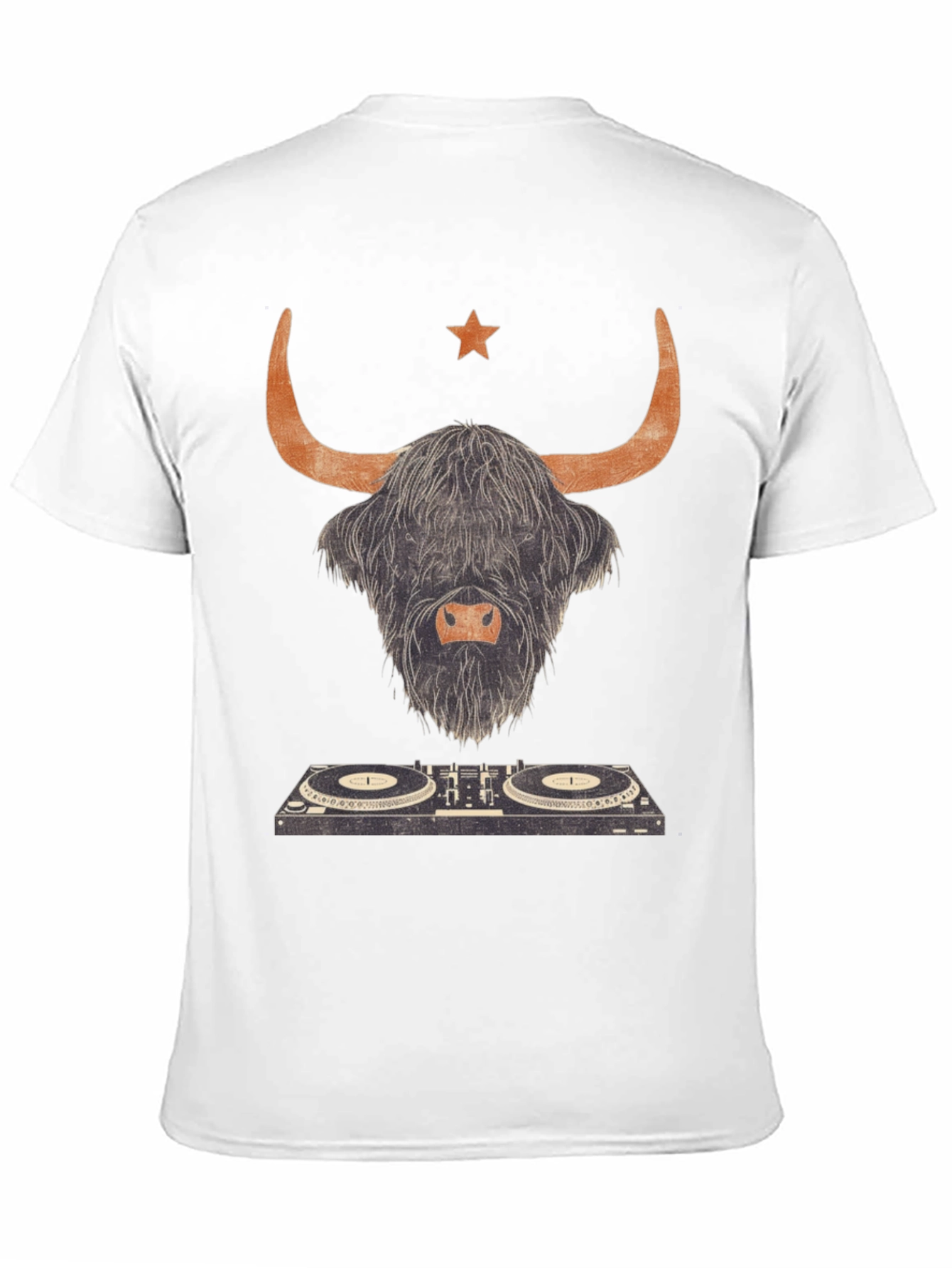 Black Highland Cow DJ Graphic Tee - Black Cotton T-Shirt view 11