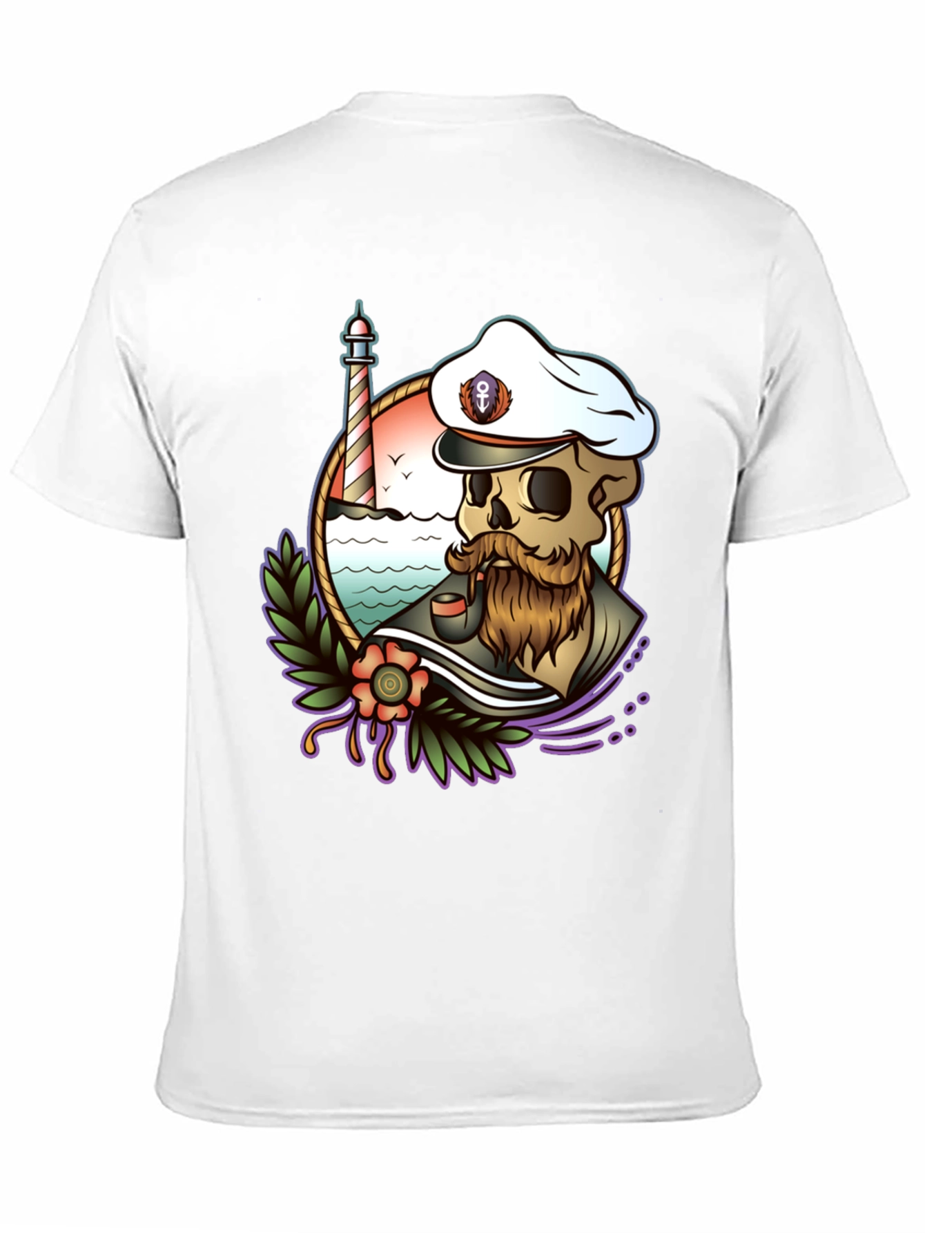 Black Nautical Skull T-Shirt - Captain Skeleton Tee view 11