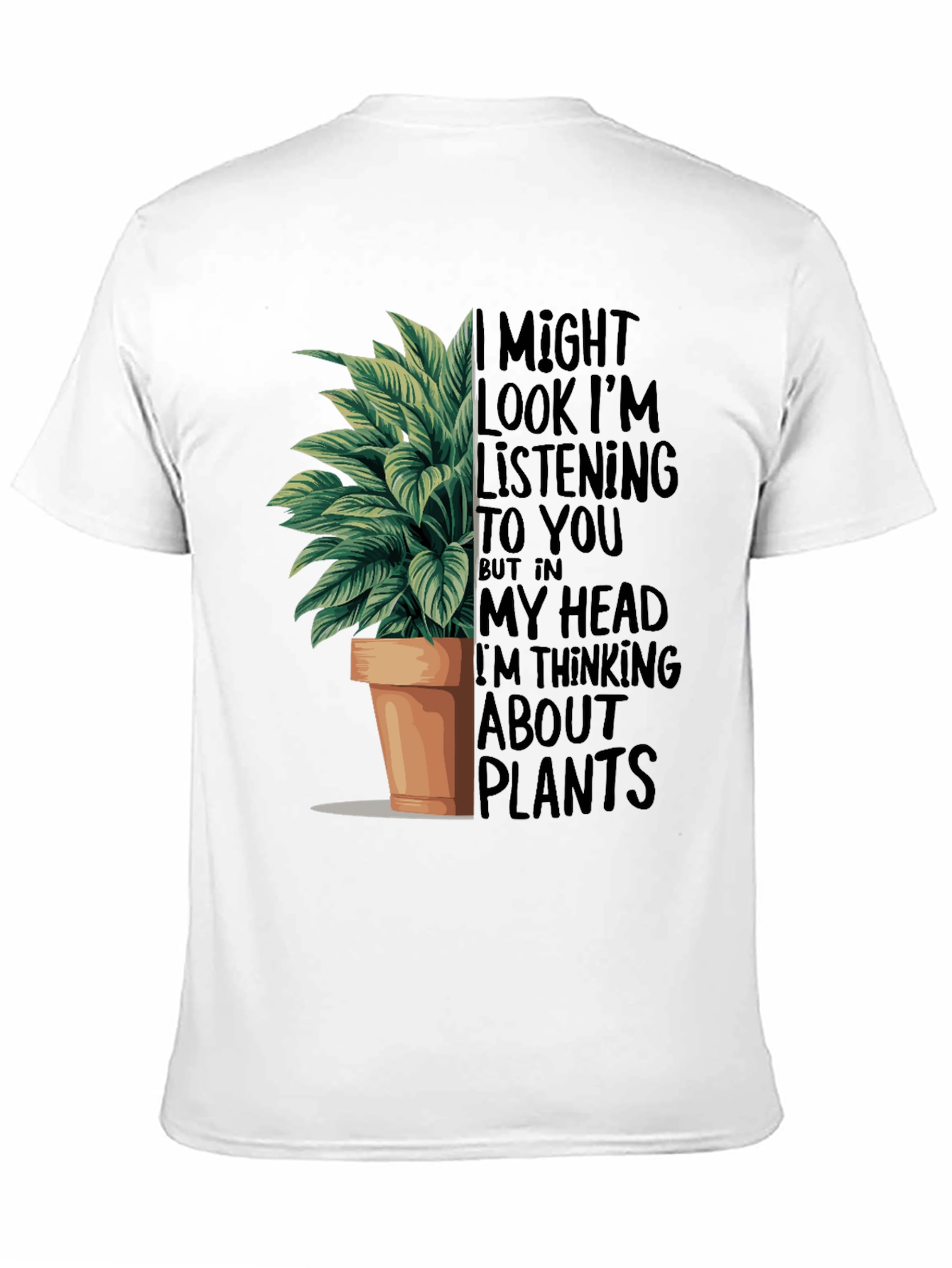 Black Plant Lover T-Shirt: I Might Look Listening view 11