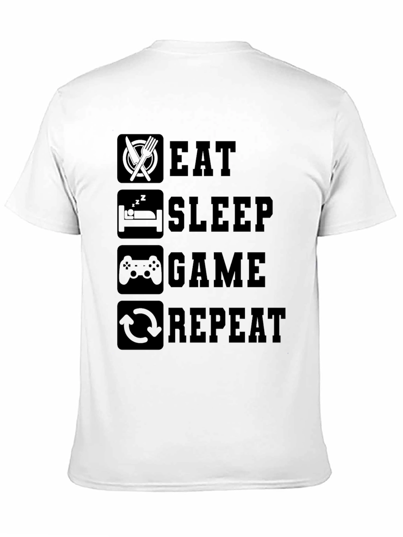 Black Eat Sleep Game Repeat Black Graphic Tee view 11