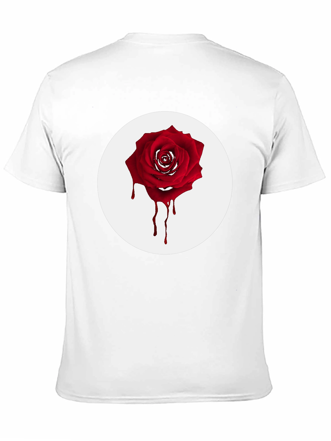 Black Men's Black T-Shirt with Bleeding Rose Graphic view 11