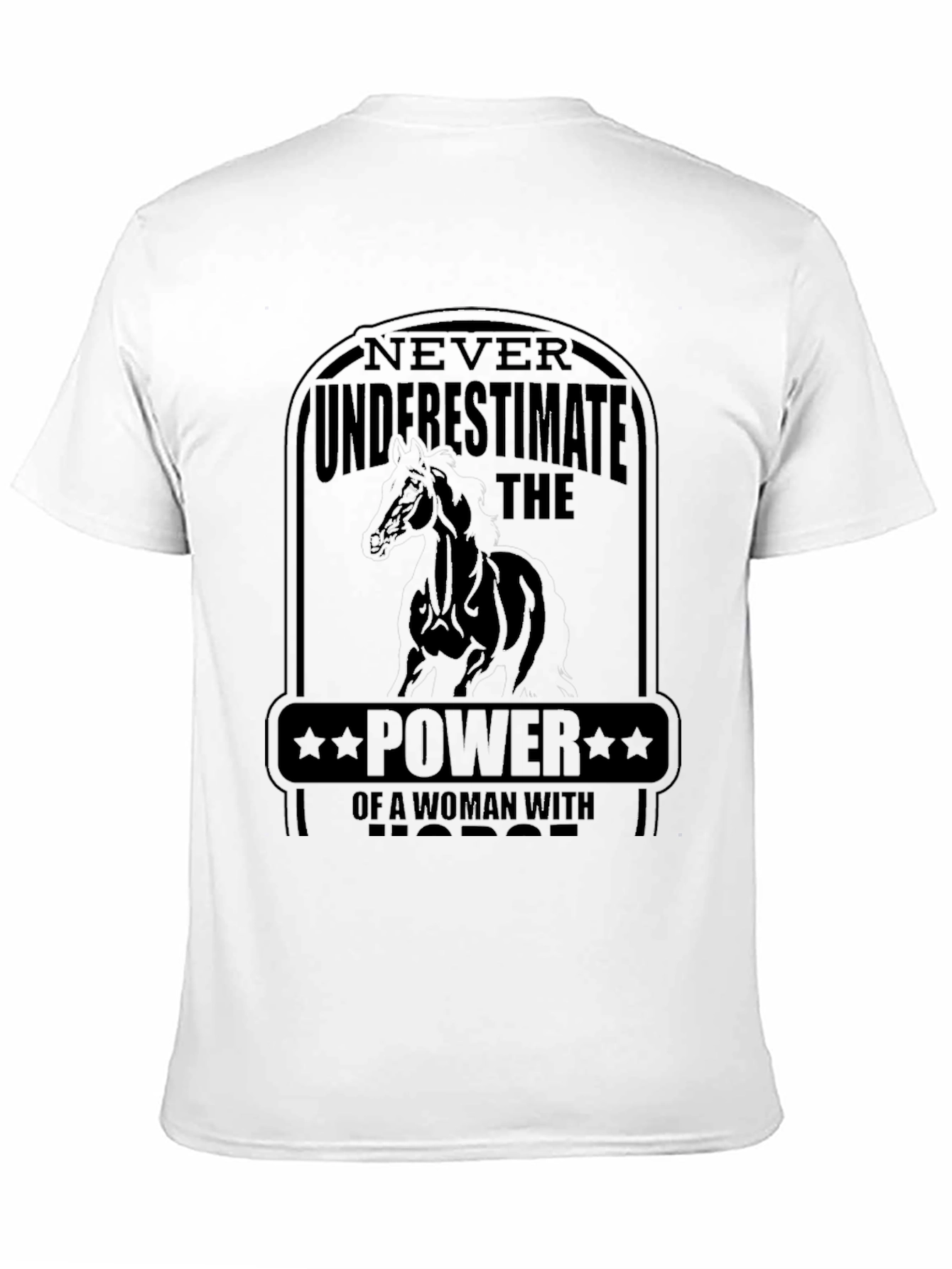 Black Woman Horse Power T-Shirt - Black Tee view 11