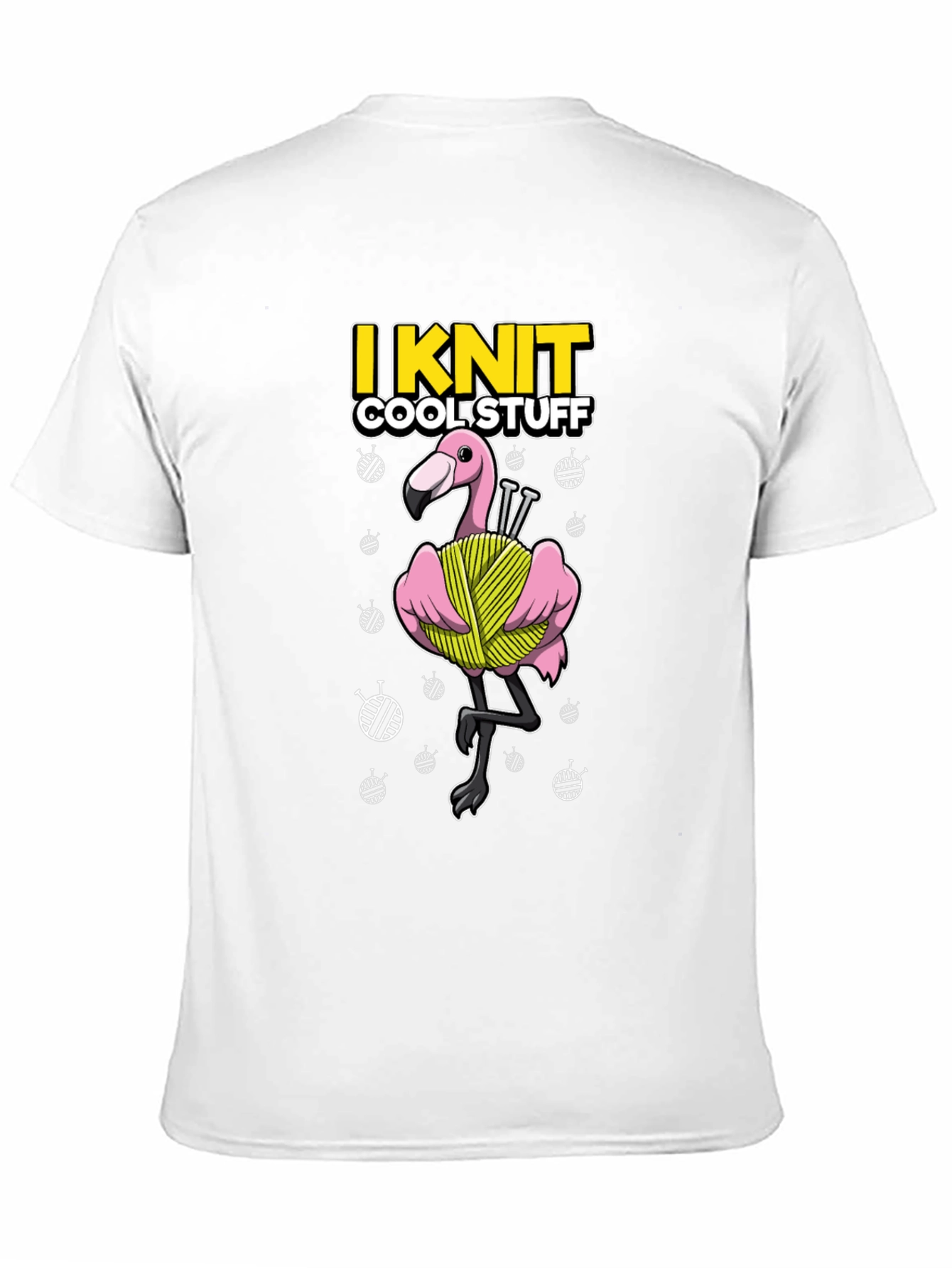 Black I Knit Cool Stuff T-Shirt - Flamingo Yarn view 11