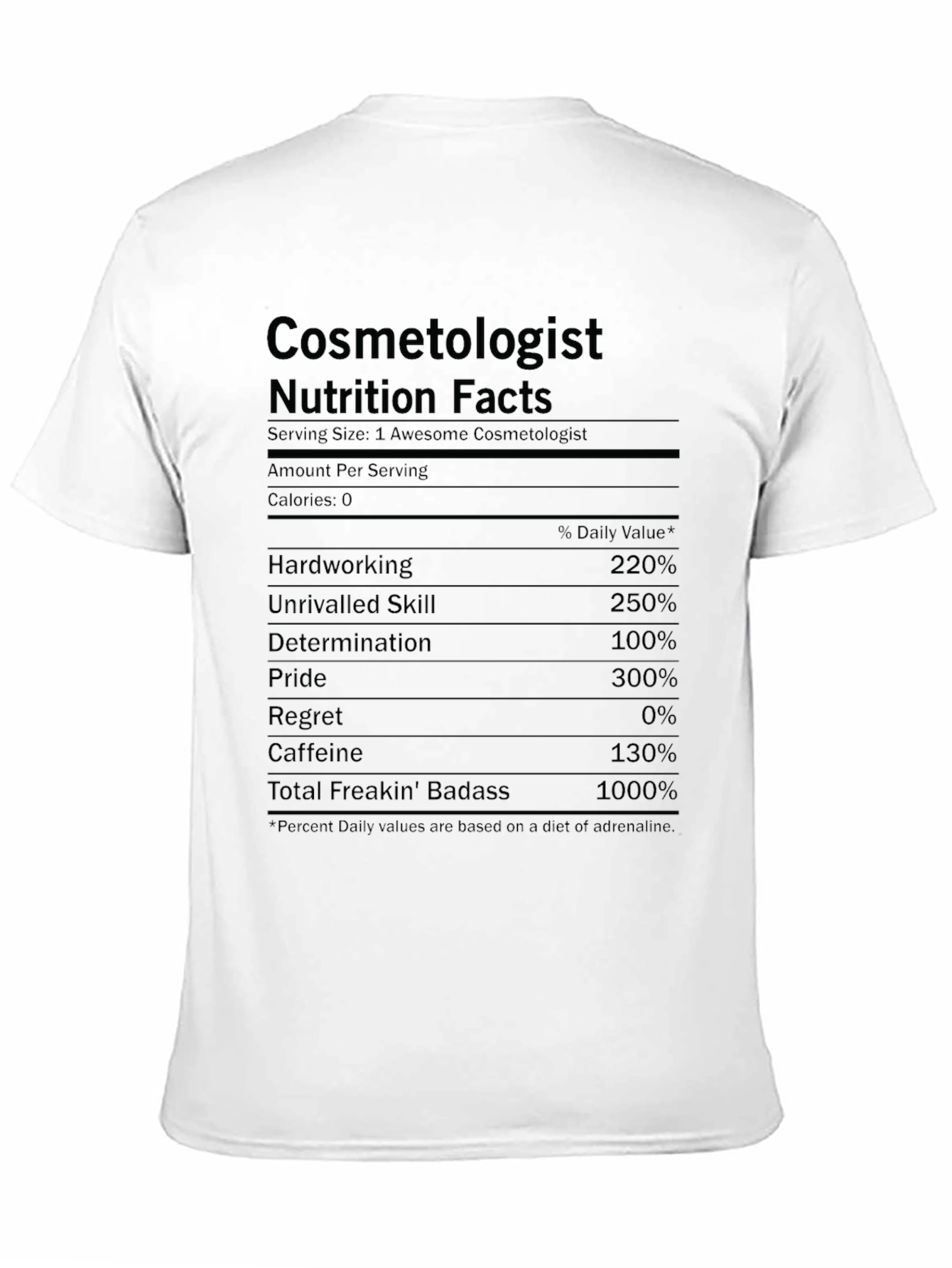 Black Cosmetologist Nutrition Facts Graphic T-Shirt view 11