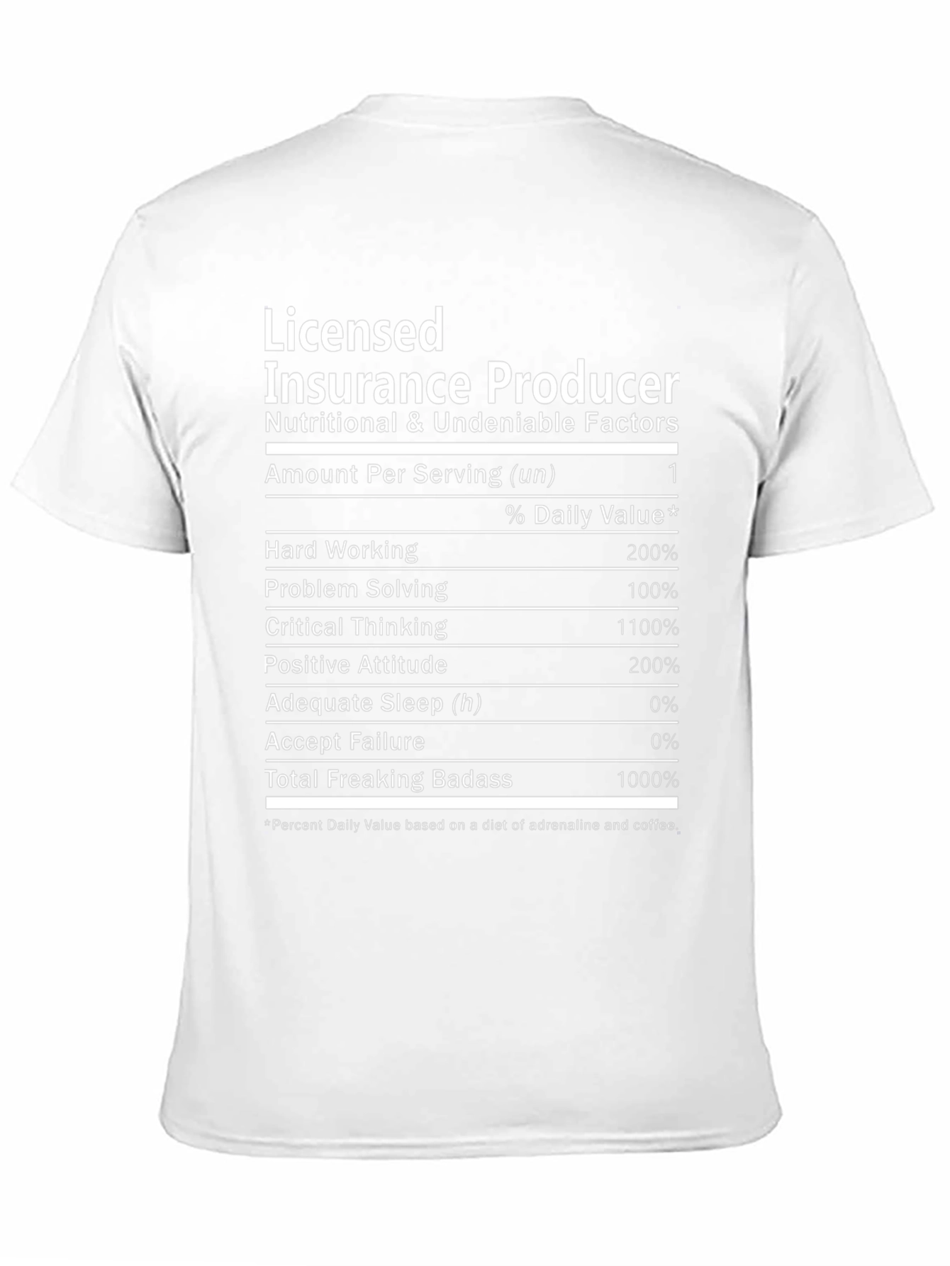 Black Licensed Insurance Producer T-Shirt - Nutrition Facts view 11