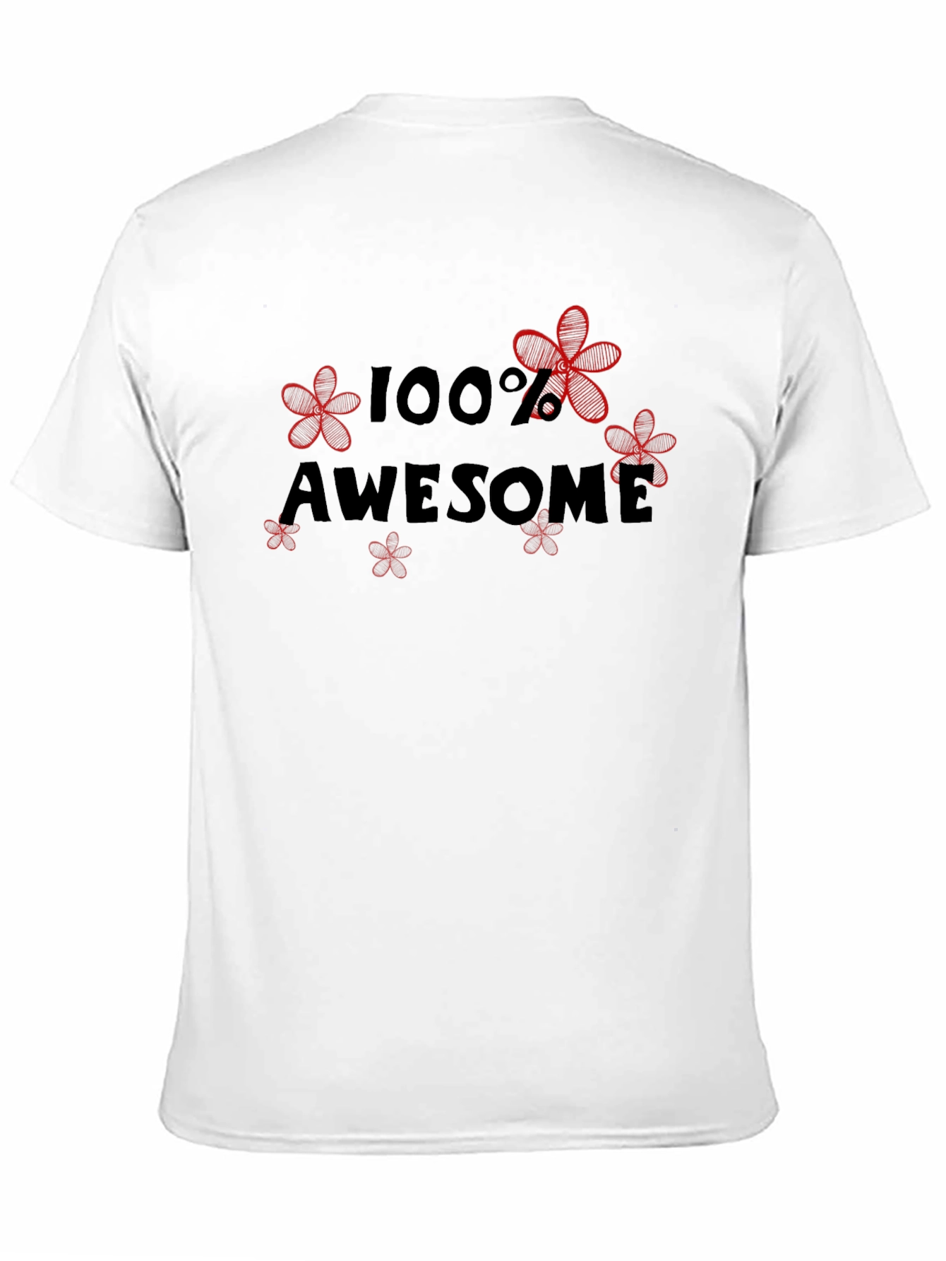Black 100% Awesome Floral Graphic Tee - Black Cotton Blend view 11