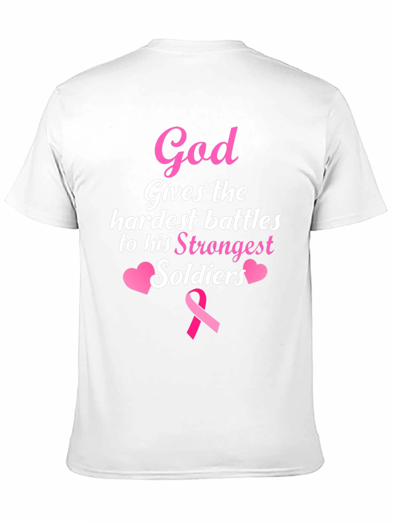 Black God Gives Battles T-Shirt - Strongest Soldiers - Pink Ribbon view 11