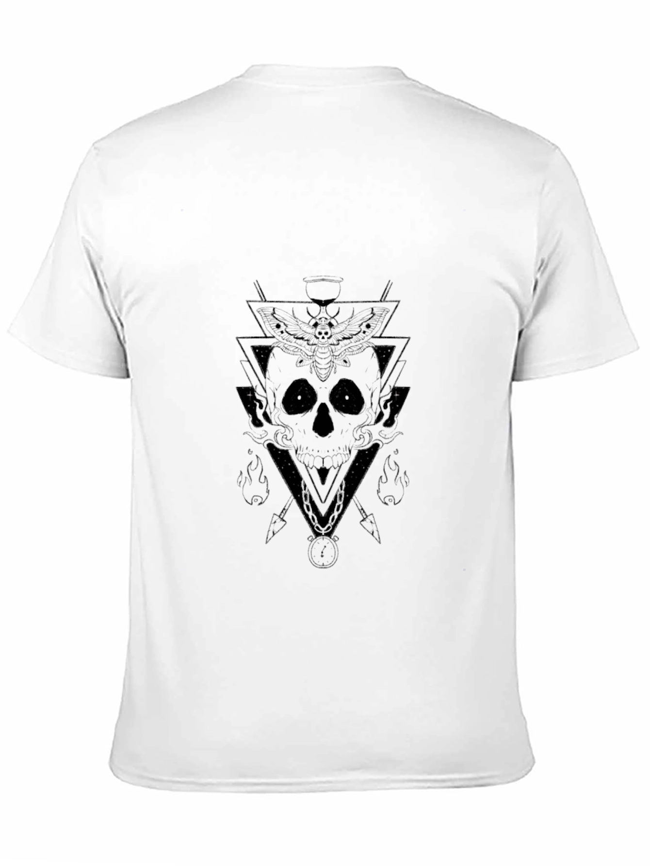 Black Geometric Skull Graphic Tee - Black Cotton Shirt view 11